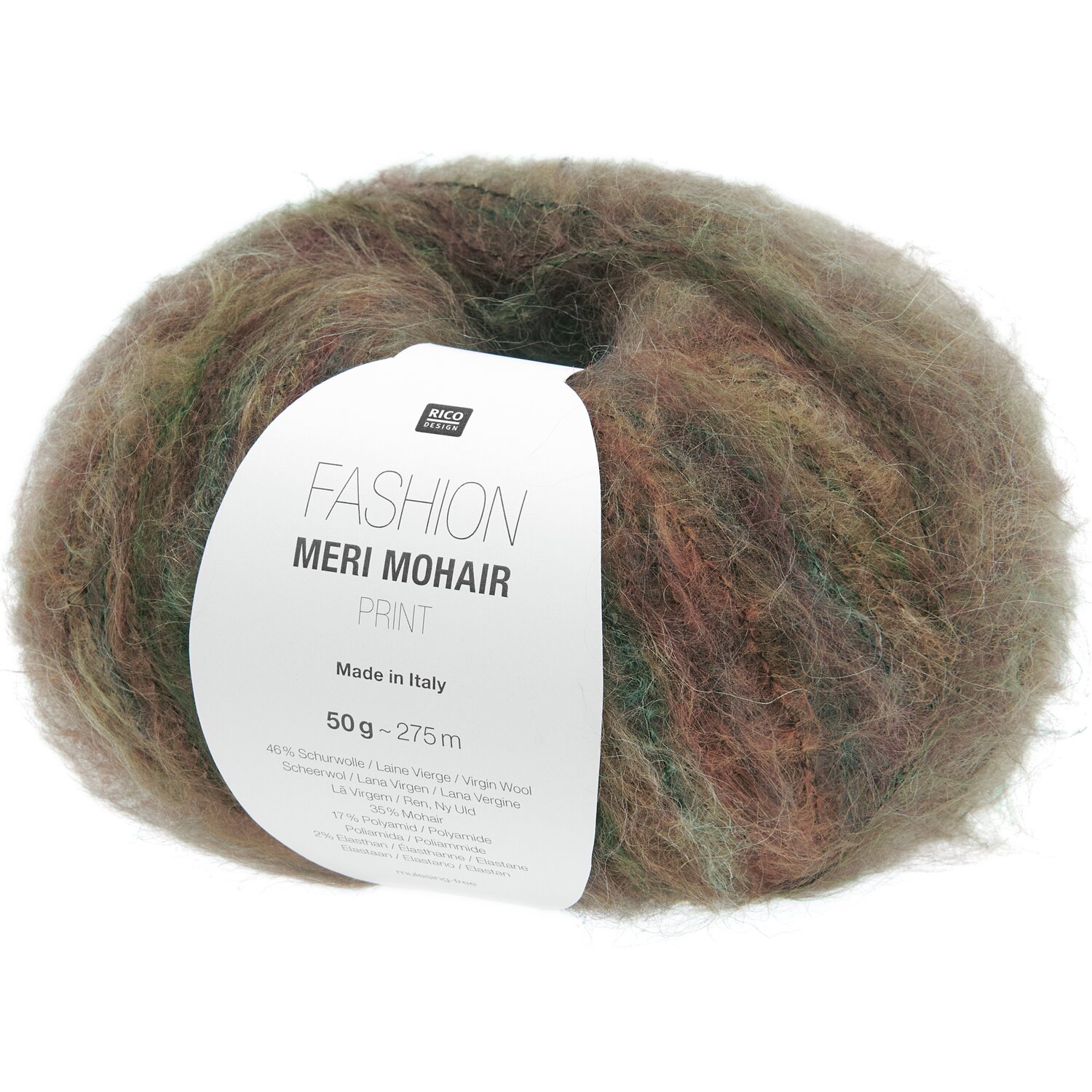 Fashion Meri Mohair Print, 50g Wolle in Forest Darks von Rico Design, ideal für Strickprojekte.