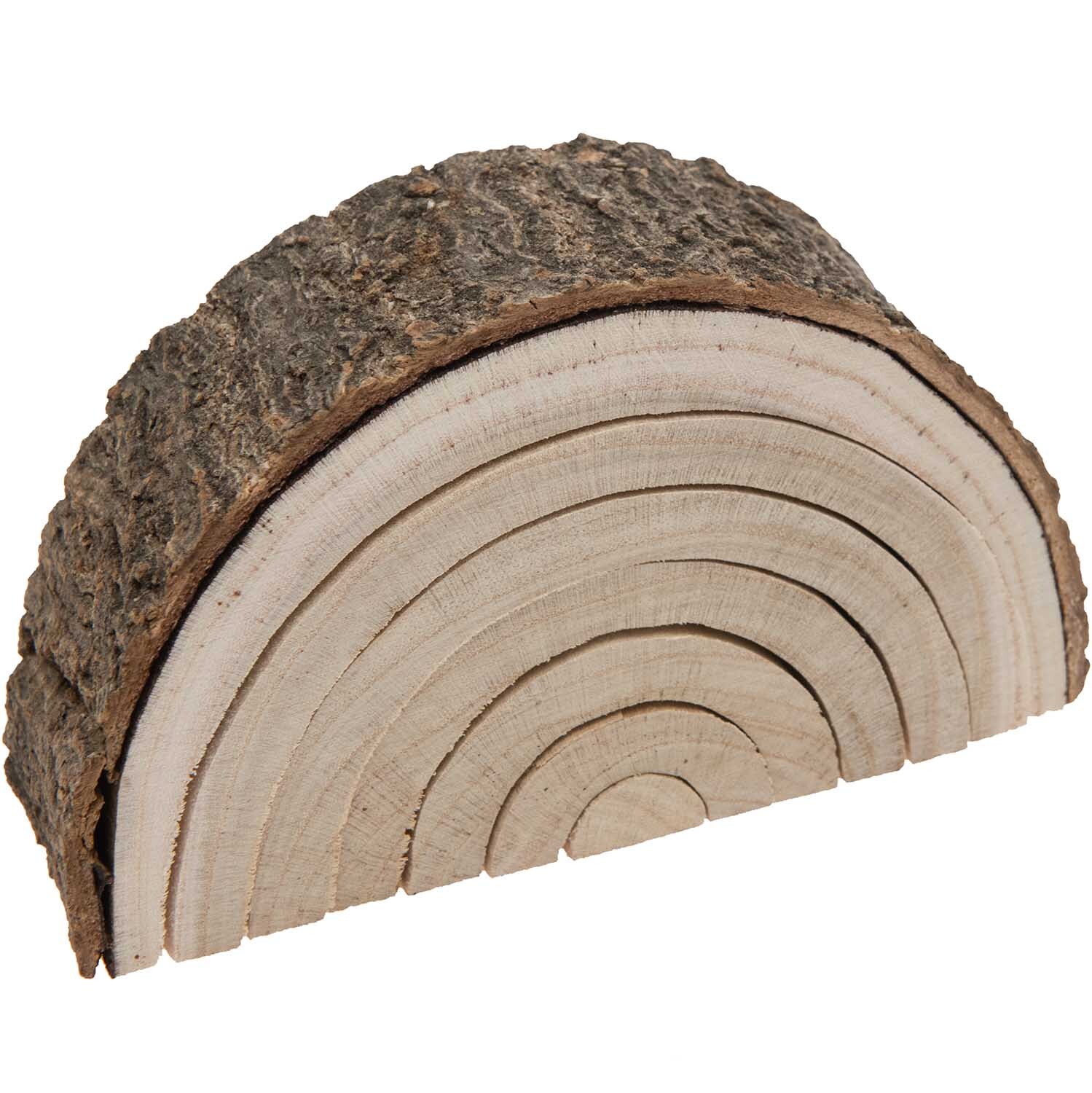 Holz-Regenbogen mit Rinde 14x8x5cm von Rico Design, 7-teilig. Halbkreisförmiges Holzspielzeug mit natürlicher Rinde.
