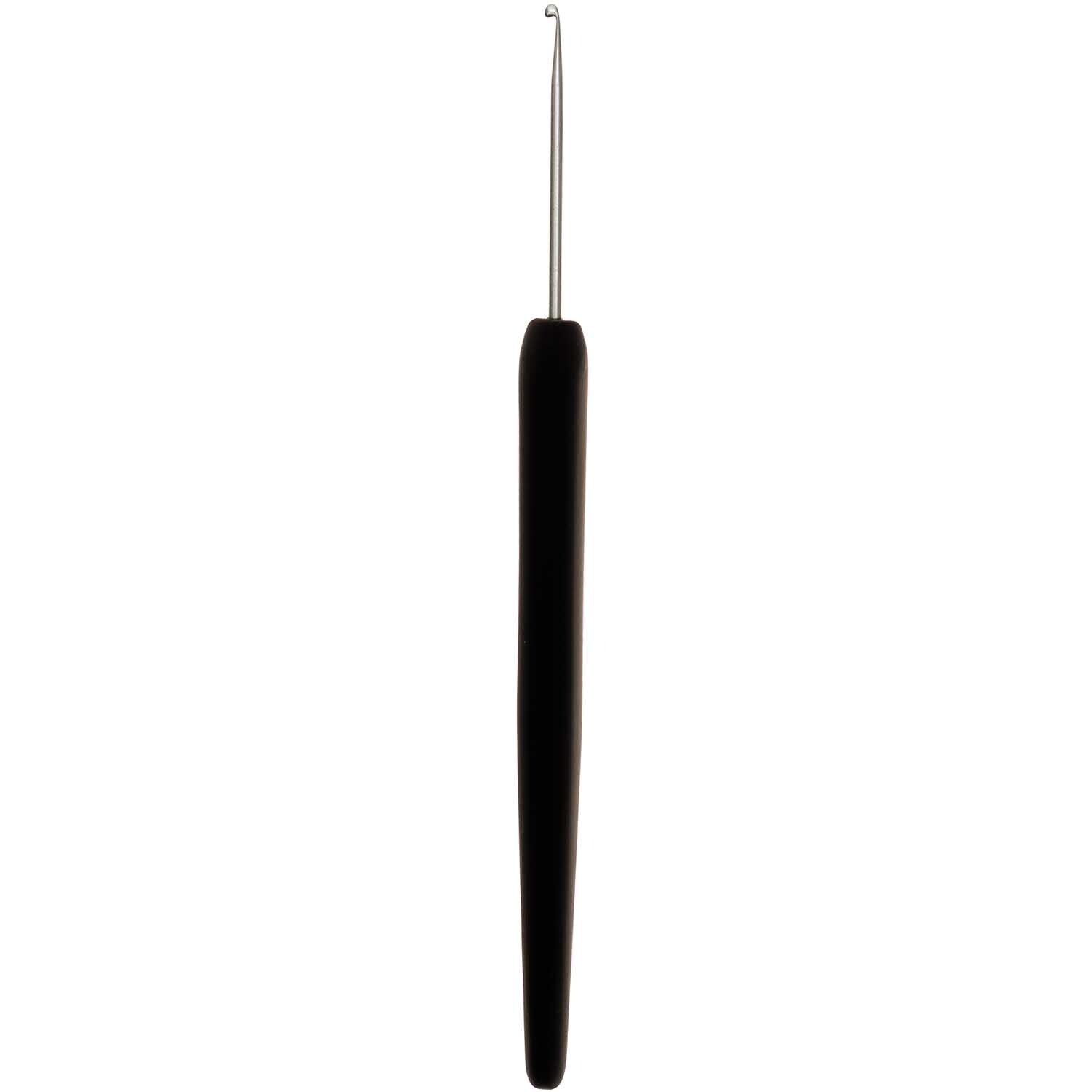 KnitPro Häkelnadel Aluminium mit schwarzem Griff, ideal für präzises Häkeln und Handarbeiten.
