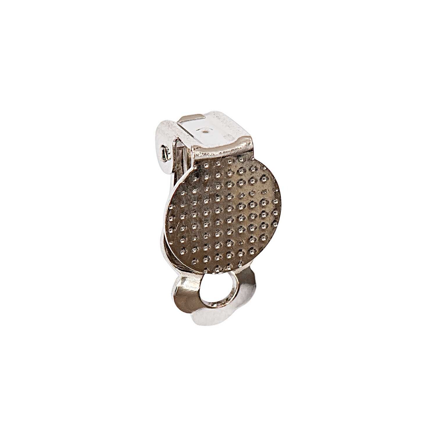 Klebeklipp silber 14mm 2 Stück von Rico Design, rund mit strukturierter Oberfläche, ideal für Bastelprojekte.