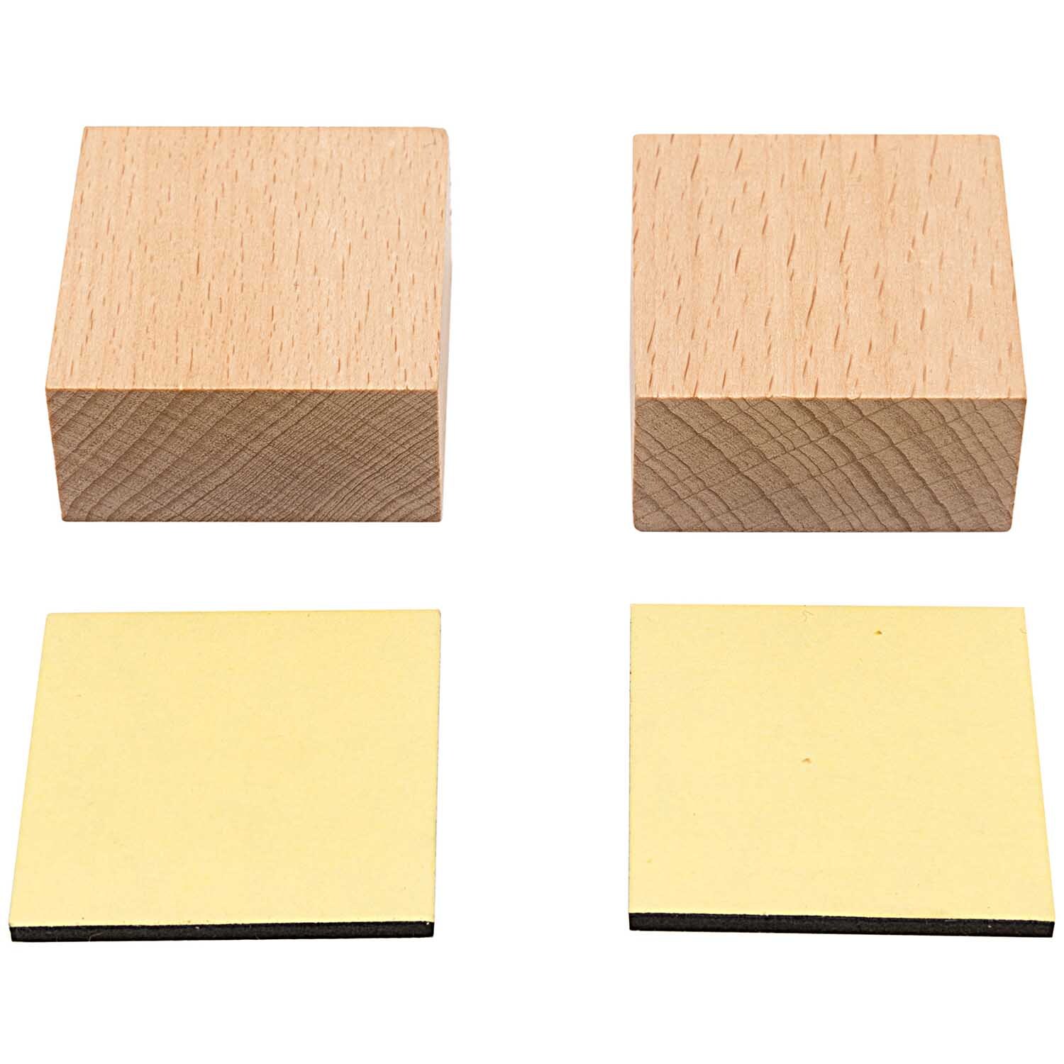 Paper Poetry Holzstempelblock quadratisch 4x4x2cm, zwei Stück aus hellem Holz, ideal für kreative Bastelprojekte.