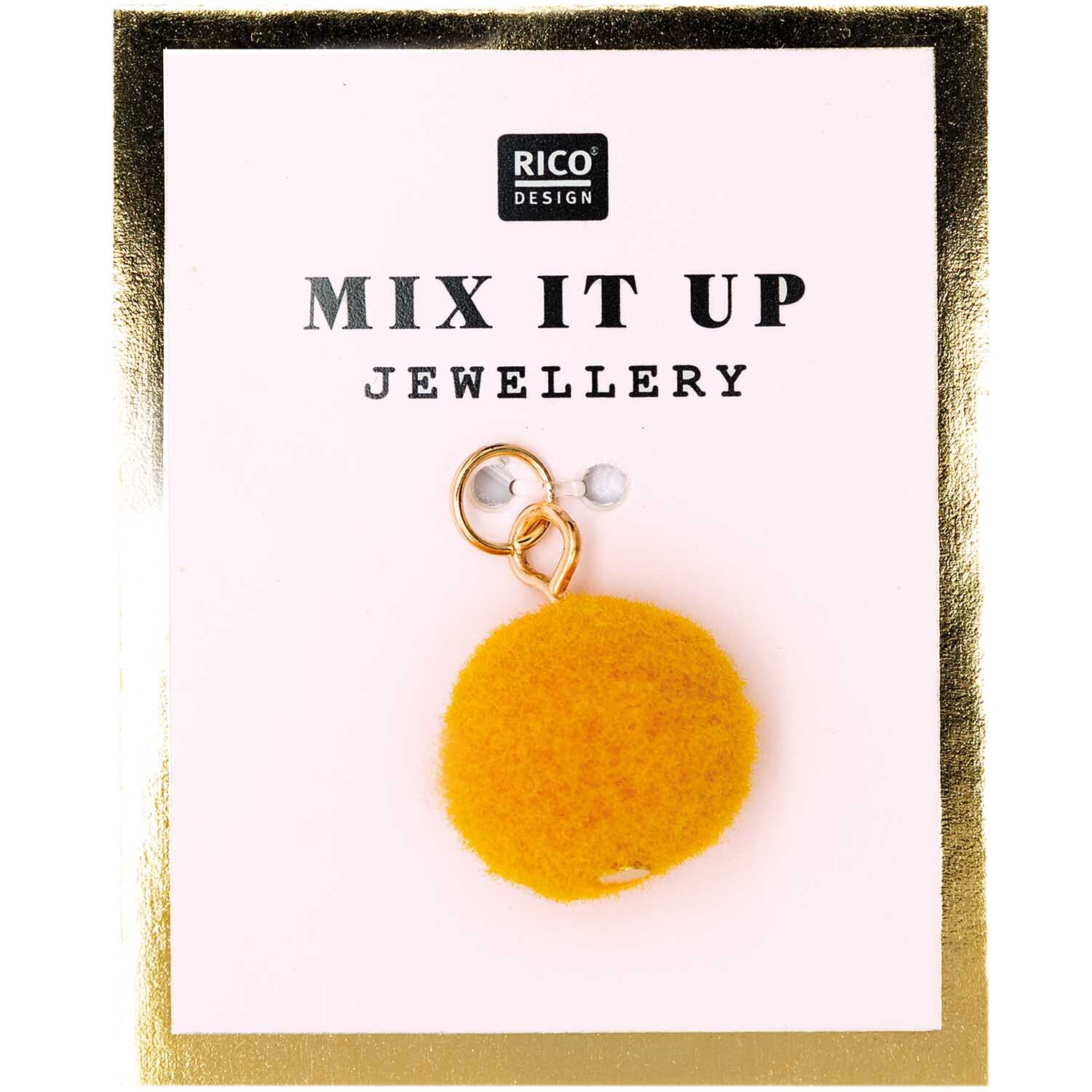 Mix it Up - Jewellery Mini-Pompon 12mm Farbe Gold-Senf von Rico Design