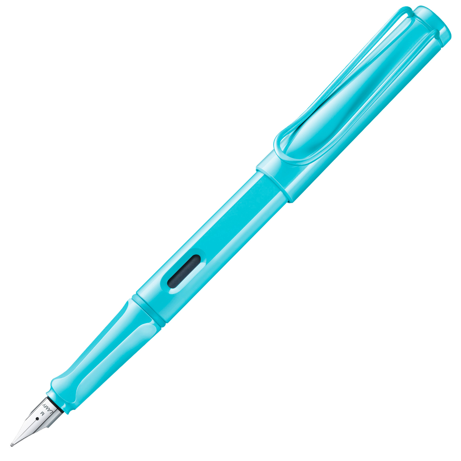Füllhalter safari in Aquasky von Lamy, mit mittlerer Feder, zeigt elegantes Design und Funktionalität.