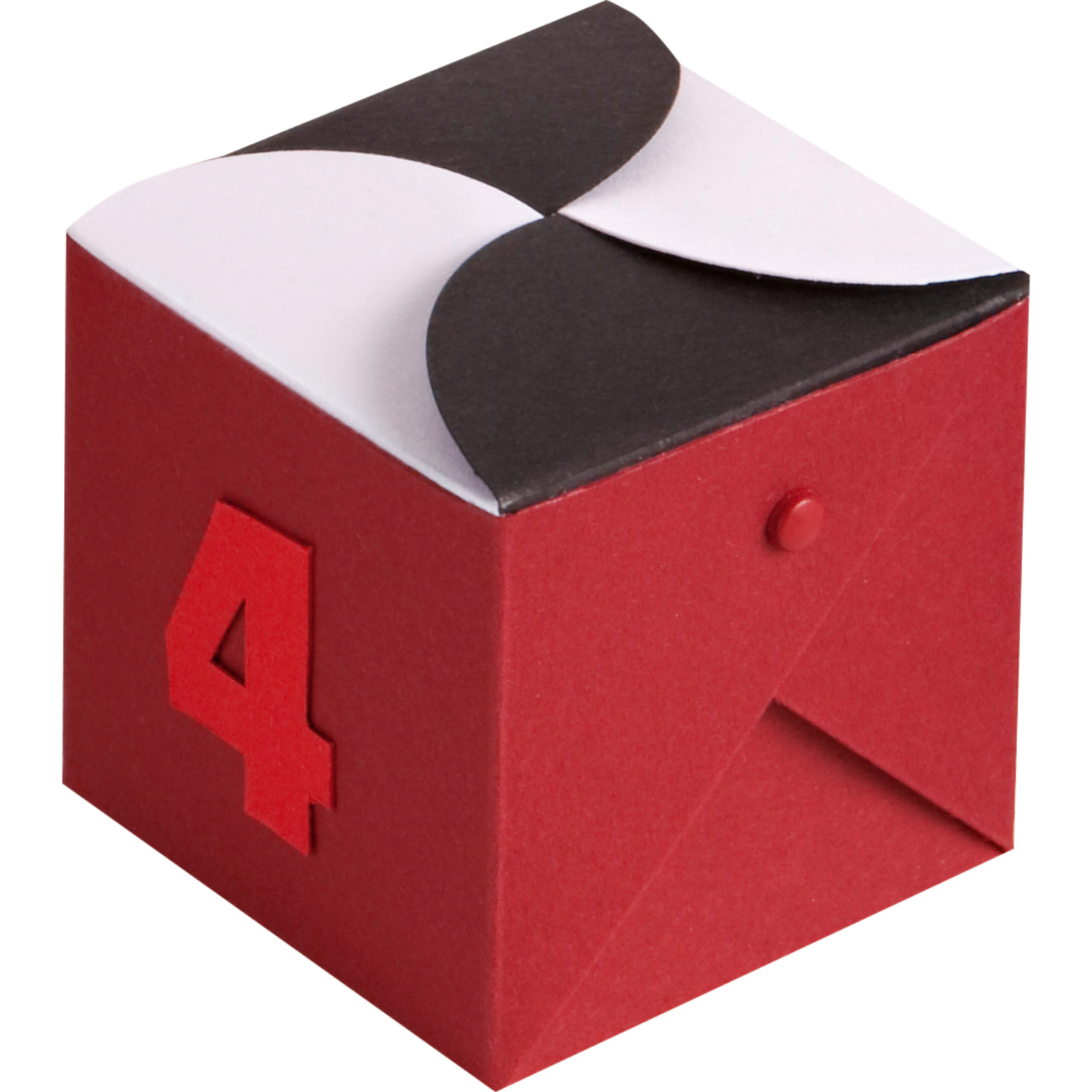 Folia Fotokartonblock, DIN A3, 300g/m², 10 Blatt. Roter Würfel mit schwarzem und weißem Deckel.