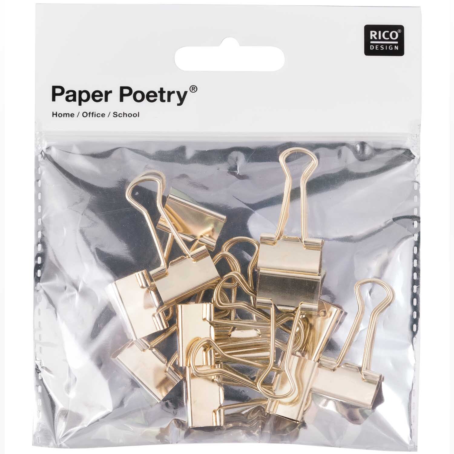 Paper Poetry Foldback Klammern gold 15mm 18 Stück von Rico Design