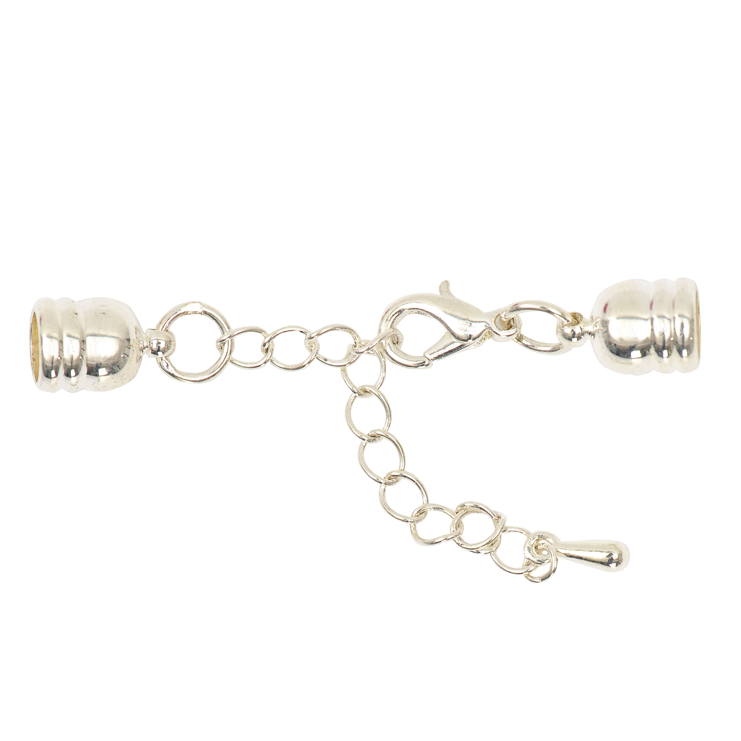 Endverschluss silber 8mm von Rico Design: Silberner Verschluss mit Kettenelementen und Karabinerhaken. Ideal für Schmuckdesigns.