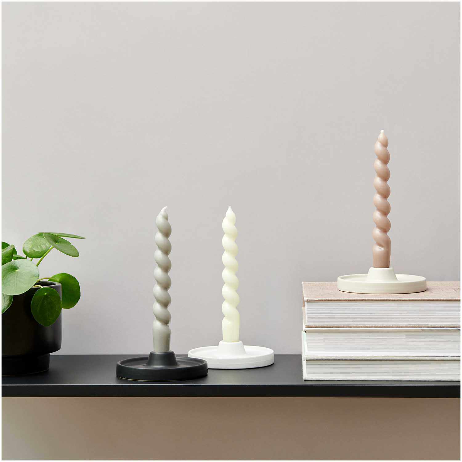 Keramikkerzenhalter 11,5x11,5x3cm Farbe Weiß von Rico Design