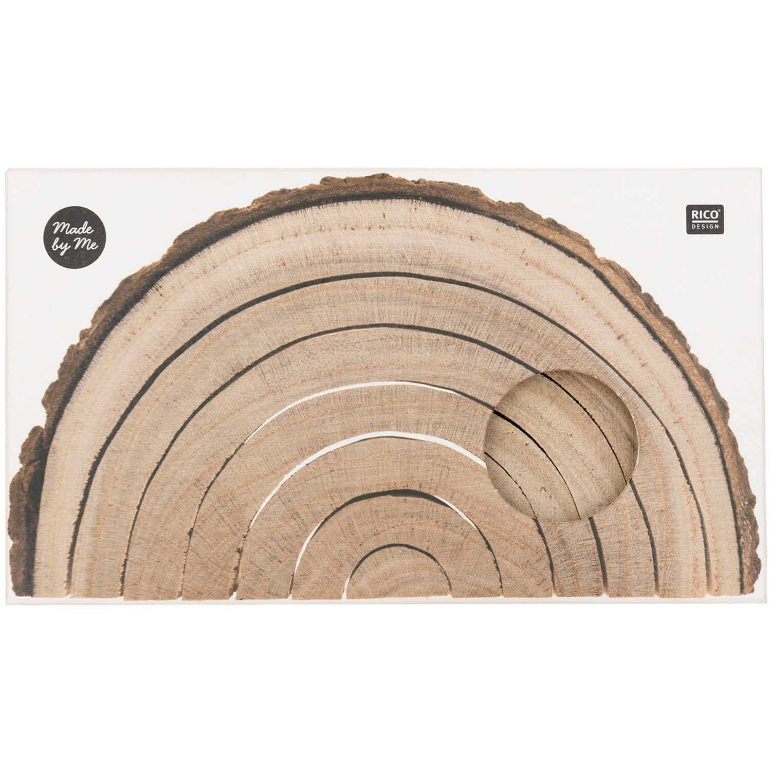 Holz-Regenbogen mit Rinde 14x8x5cm 7-teilig von Rico Design