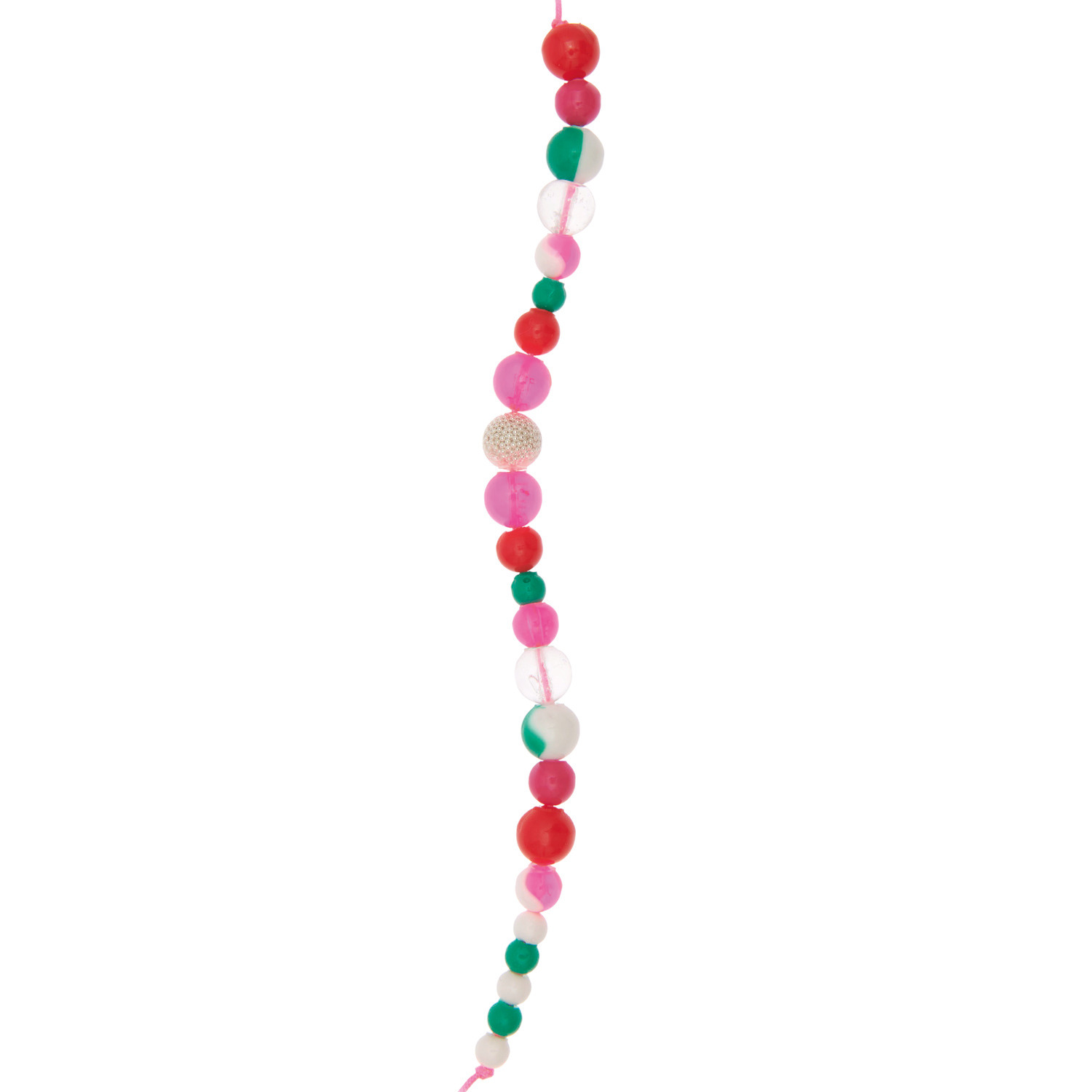 Füllmaterial für Resin Formen Mix 1 zeigt eine bunte Perlenkette in Rot, Pink und Smaragd. Ideal für kreative Bastelprojekte.