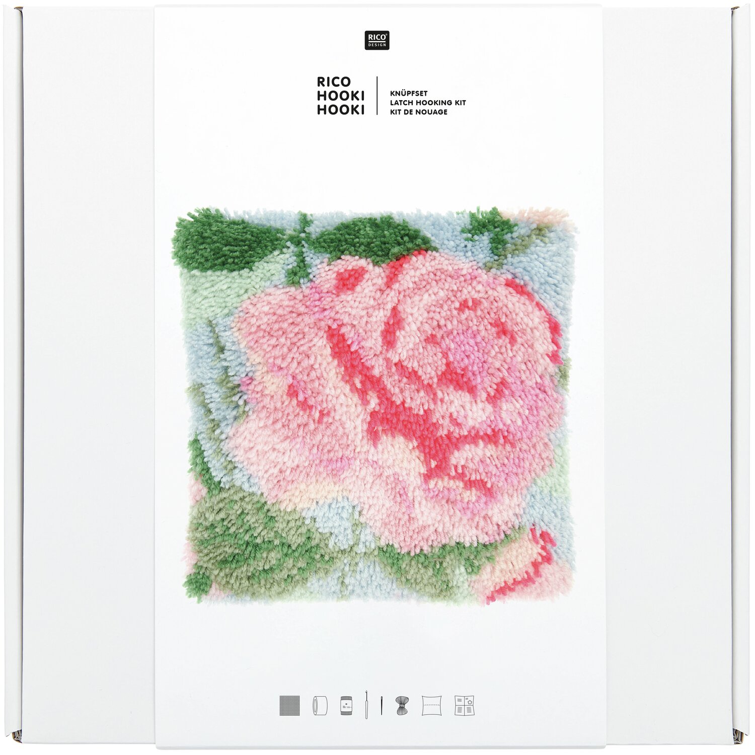Rico Hooki Hooki Knüpfset Kissen Rose 40x40cm von Rico Design