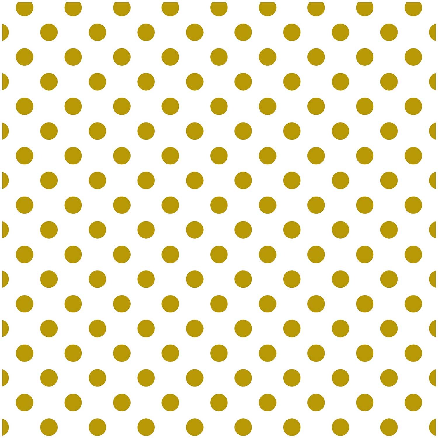 Stoff Punkte weiß-gold 50x140cm: Weißer Stoff mit goldenen Punkten von Rico Design, ideal für kreative Nähprojekte.