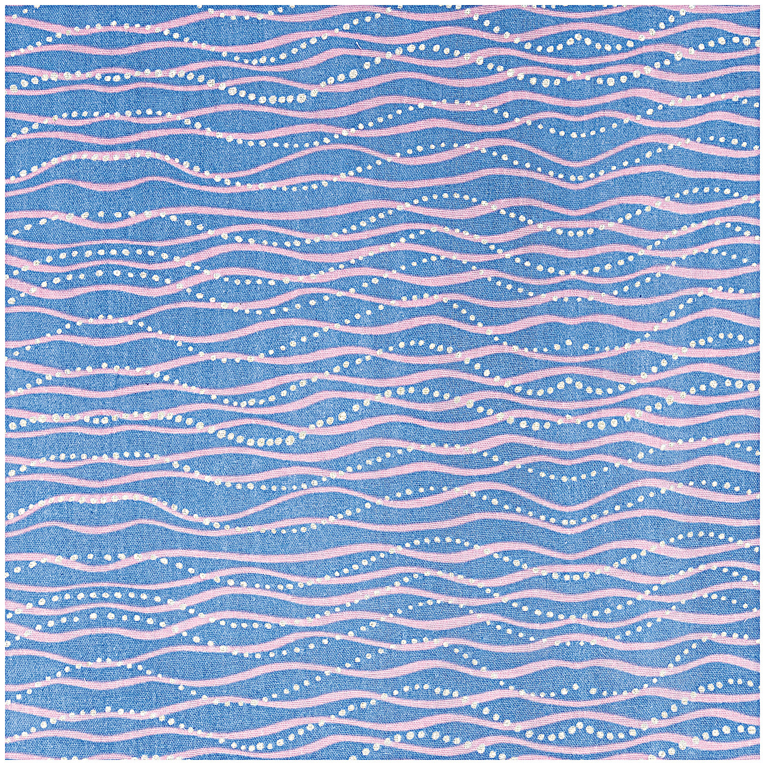 Musselin-Druckstoff Mermaid Wellen mit Hot Foil in Blau von Rico Design zeigt wellenförmige Muster.