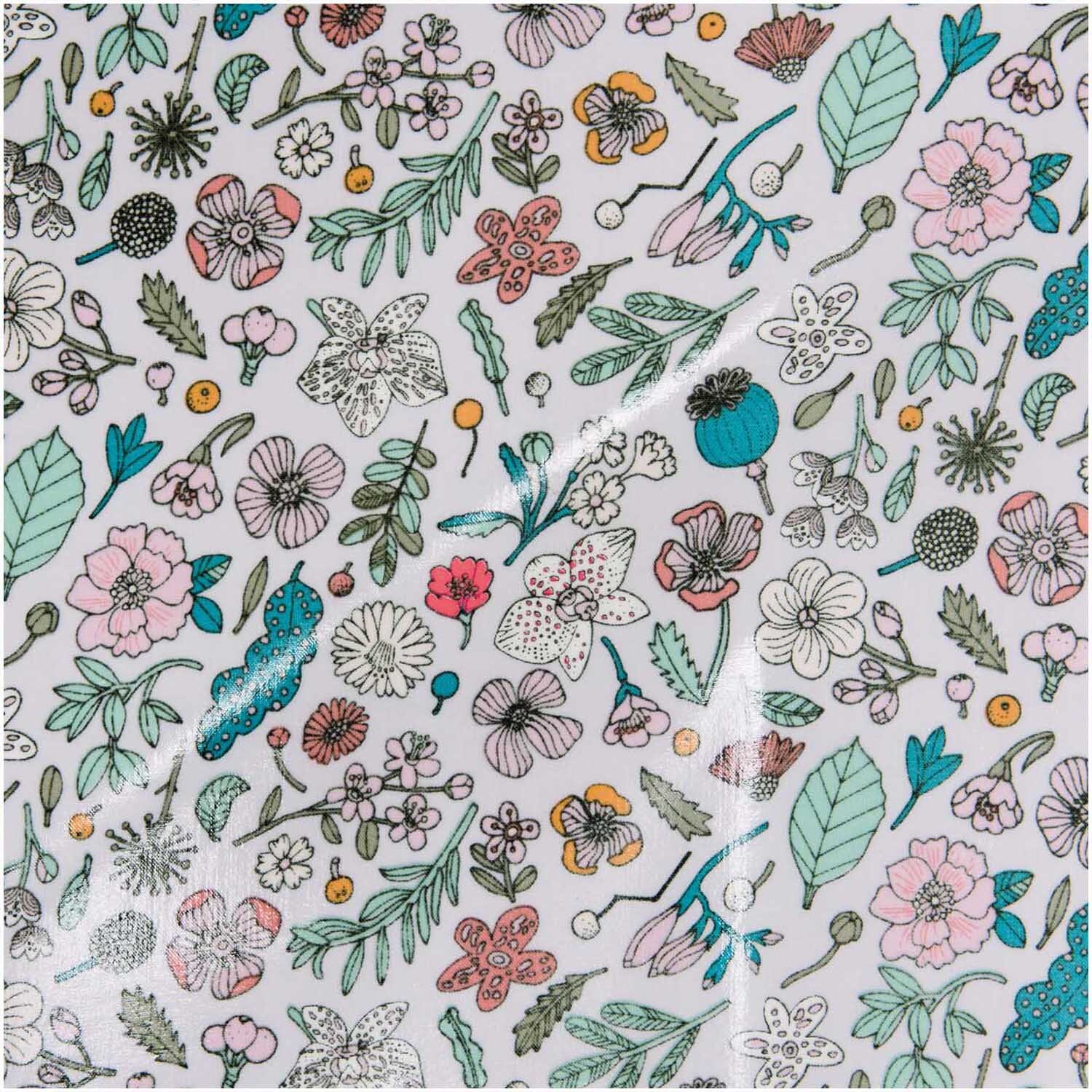 Druckstoff beschichtet Hygge Blumenmuster mit floralen Motiven in zarten Pastelltönen von Rico Design.