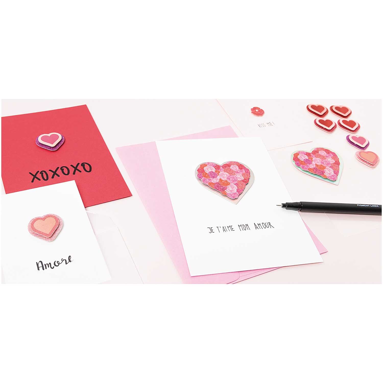 Paper Poetry 3D-Sticker Herzen mit Rosen rot 2 Stück von Rico Design