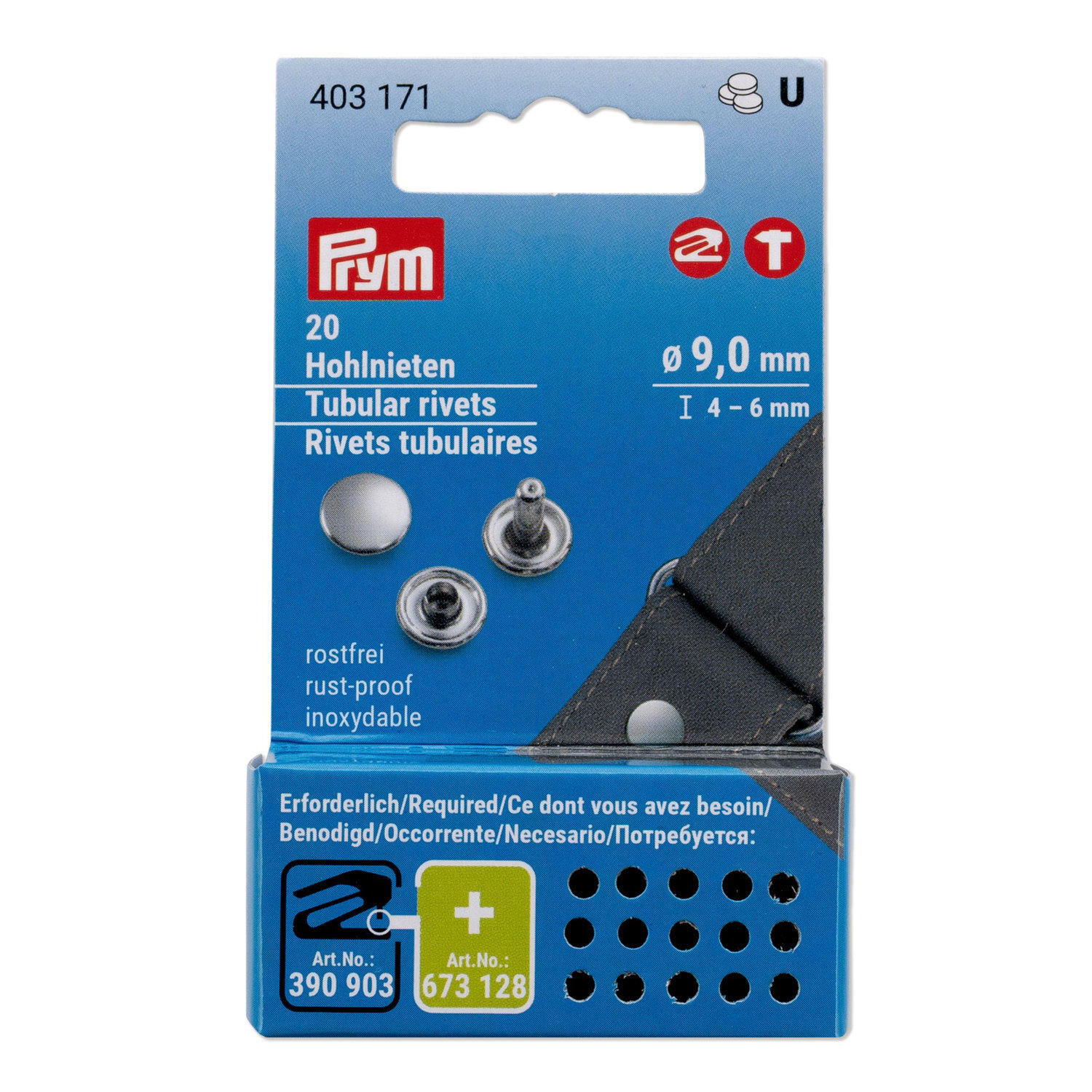 Hohlnieten MS Ø9mm Stiftlänge 4-6mm 20 Stück von Prym Consumer Europe 