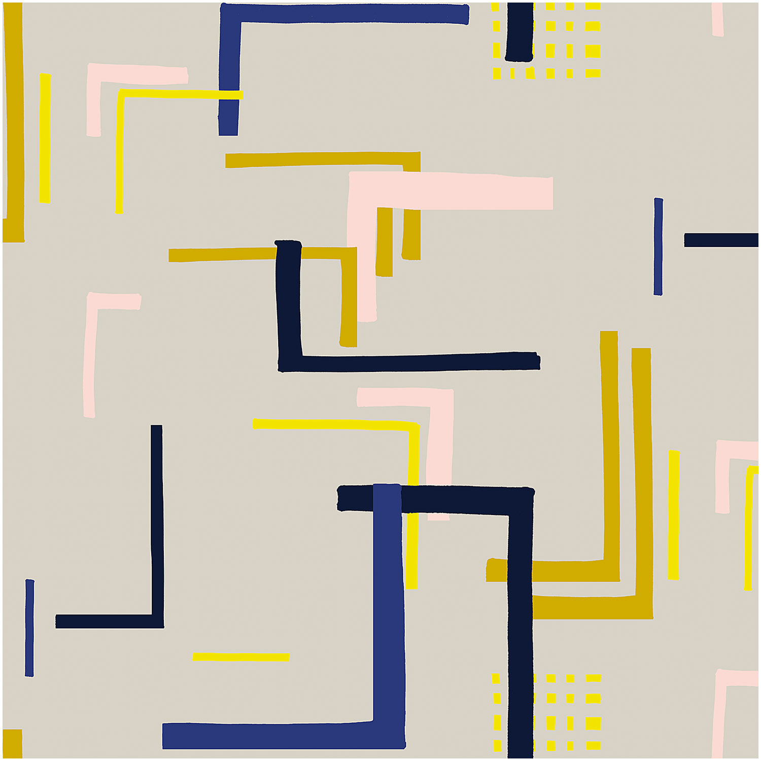 Druckstoff Okina Hana mit kleinem grafischen Muster in Grau und Neon von Rico Design.