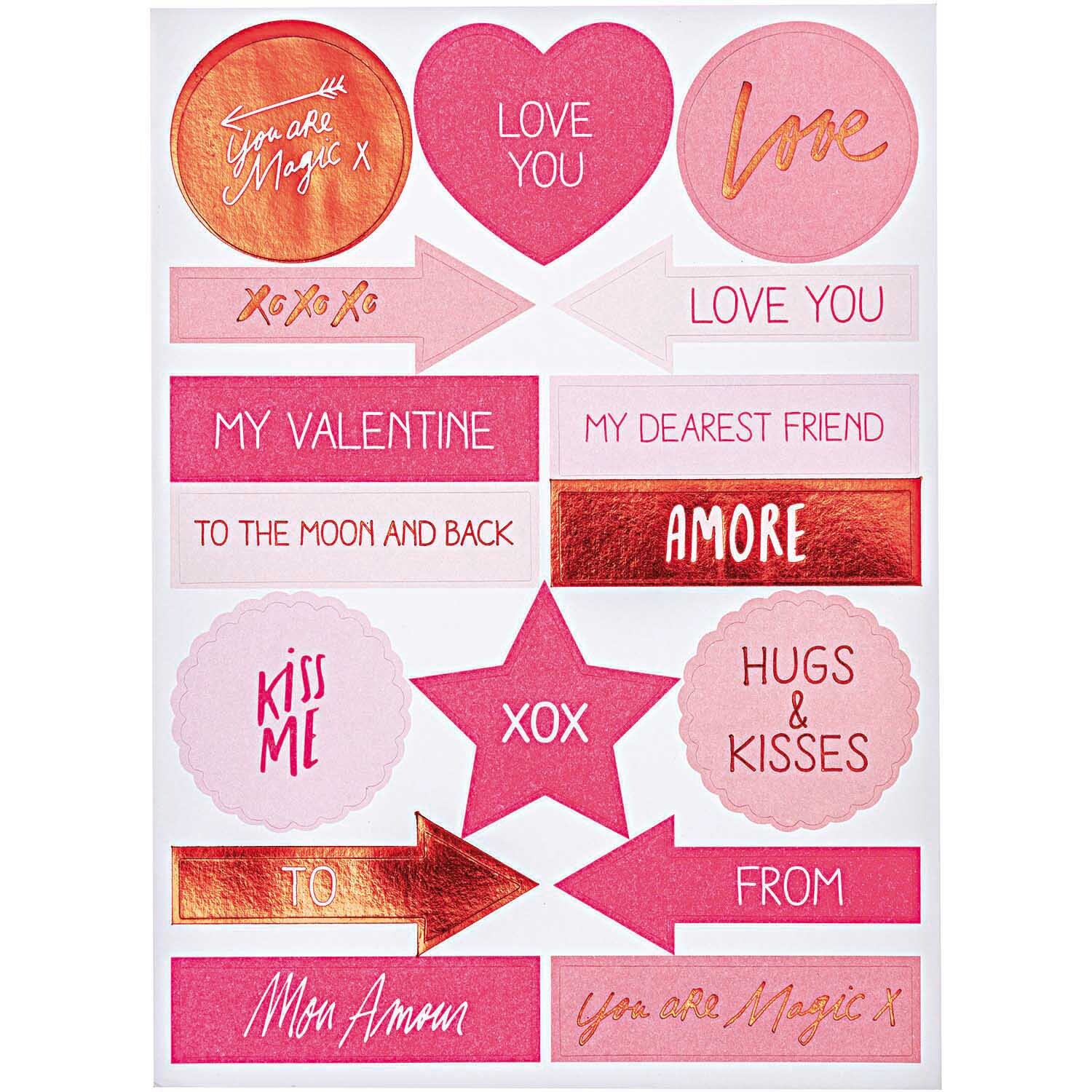Paper Poetry Grußkartenset mit roten Herzmotiven und romantischen Botschaften auf Aufklebern. Ideal für Valentinstag und besondere Anlässe.