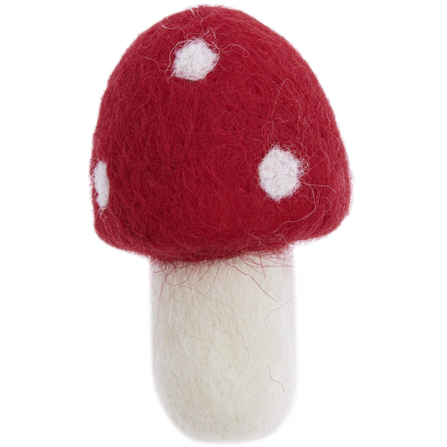 Filz Pilz rund rot 6x9cm von Rico Design: Ein dekorativer Filzpilz mit rotem Hut und weißen Punkten. Ideal für kreative Bastelprojekte.