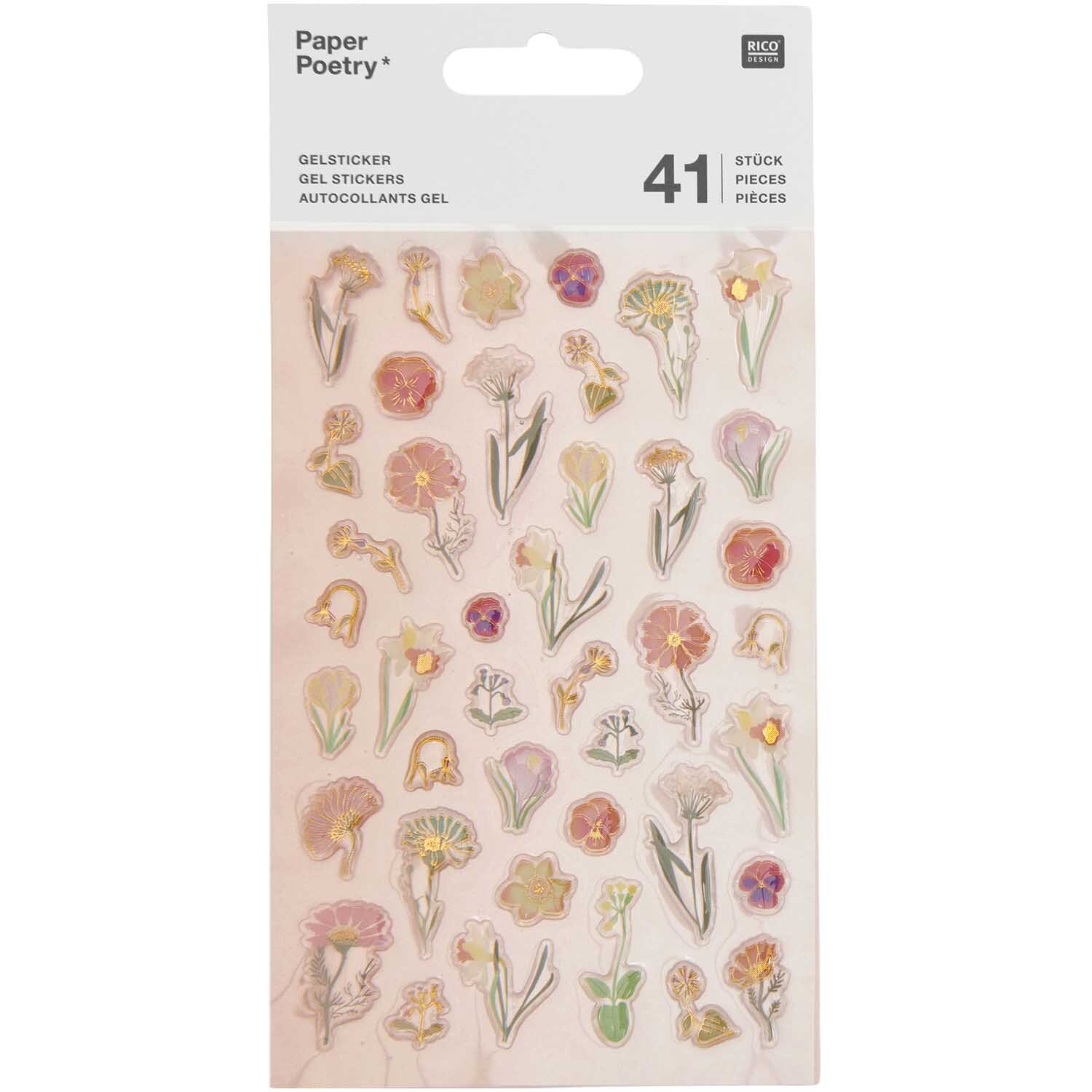 Paper Poetry Puffy Sticker Futschikato Blumen 41 Stück von Rico Design