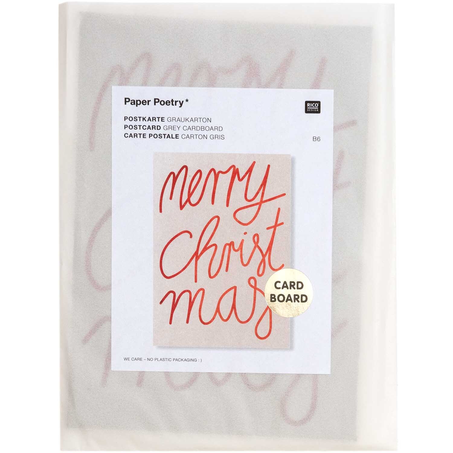 Paper Poetry Postkarte Merry Christmas Graukarton rot B6 von Rico Design