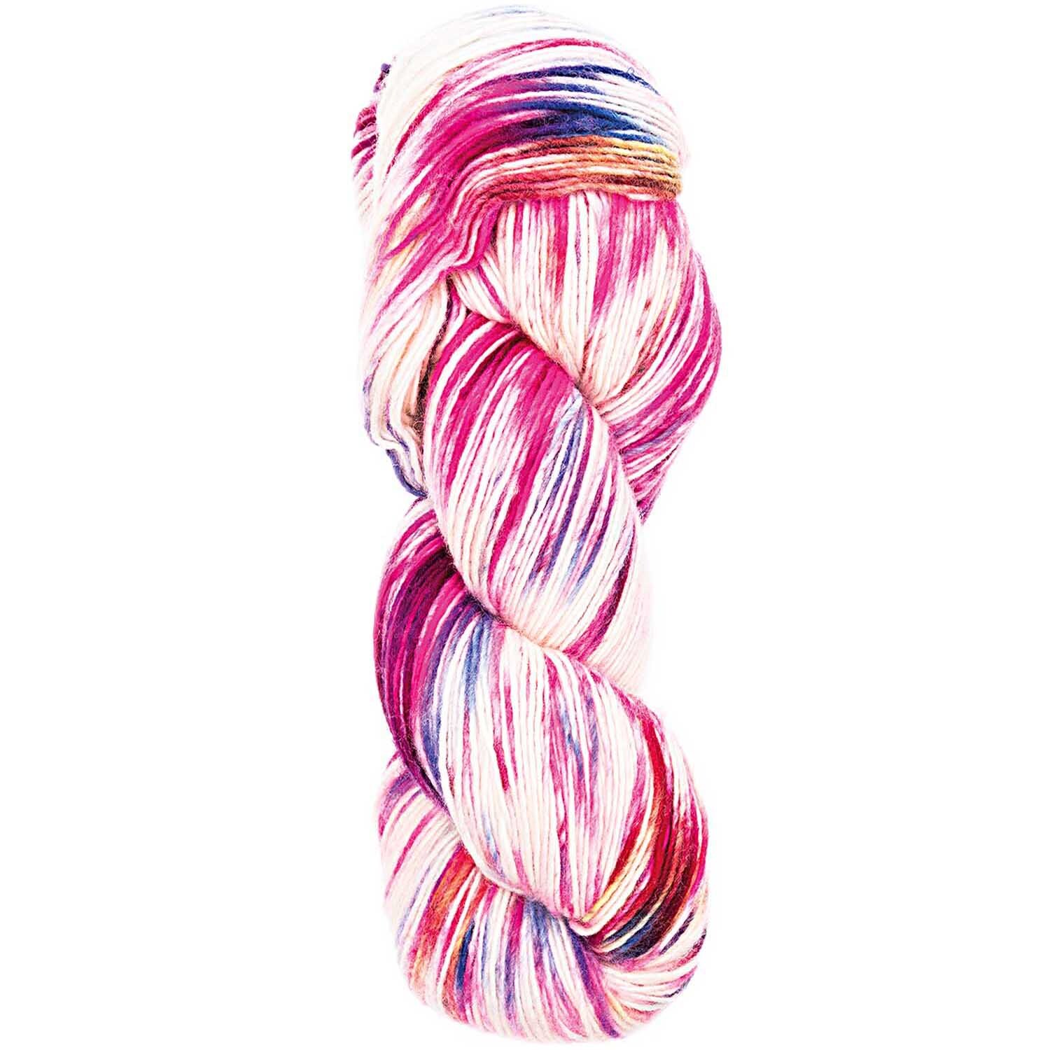 Luxury Hand-Dyed Happiness dk: Handgefärbtes Garn in Natur-Pink von Rico Design, 100g, 390m. Ideal für kreative Strickprojekte.
