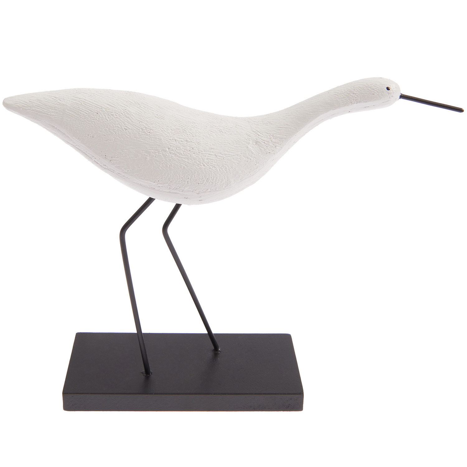 Deko Aufsteller Strandläufer: Weißer Vogel auf schwarzem Sockel, 22x5,5x19,5cm, von Rico Design.