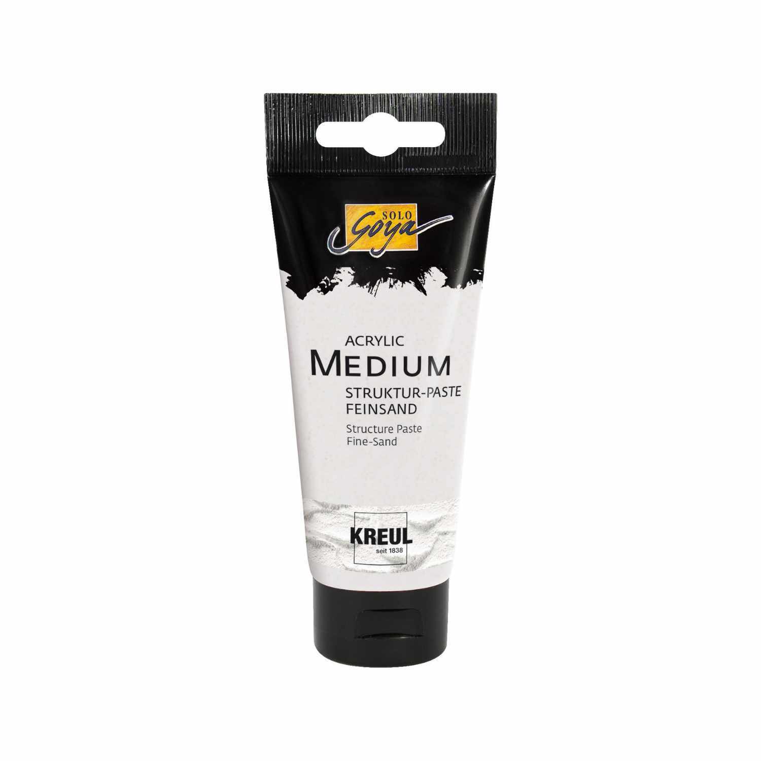 Solo Goya Acrylic Medium Struktur-Paste Feinsand in schwarzer Tube von KREUL, ideal für kreative Projekte.