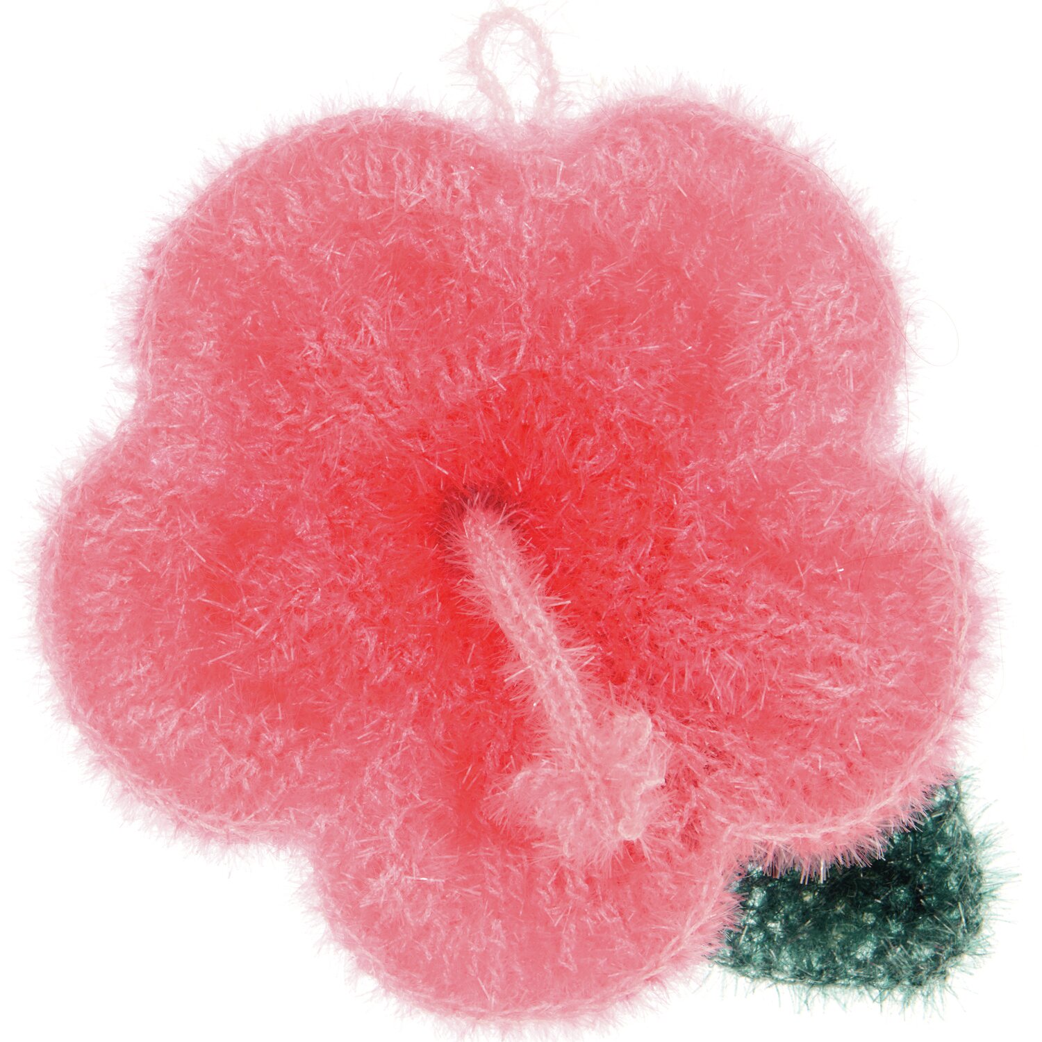 Creative Bubble Dégradé: Flauschiger Schwamm in Blumenform, neonpink mit grünem Blatt, 50g 90m. Ideal für kreative Projekte.