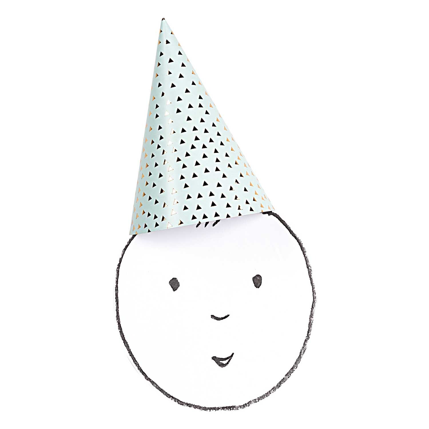 Partyhüte grafische Muster 20cm 8 Stück von Rico Design. Ein bunter Hut mit kleinen Dreiecken.