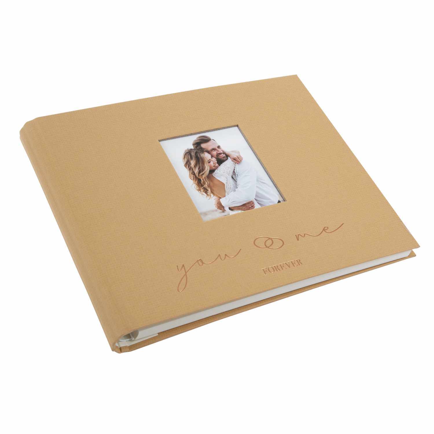 Fotoalbum "you & me forever" mit Sichtfenster, 29x23cm, 50 Seiten, von goldbuch in elegantem Braun.