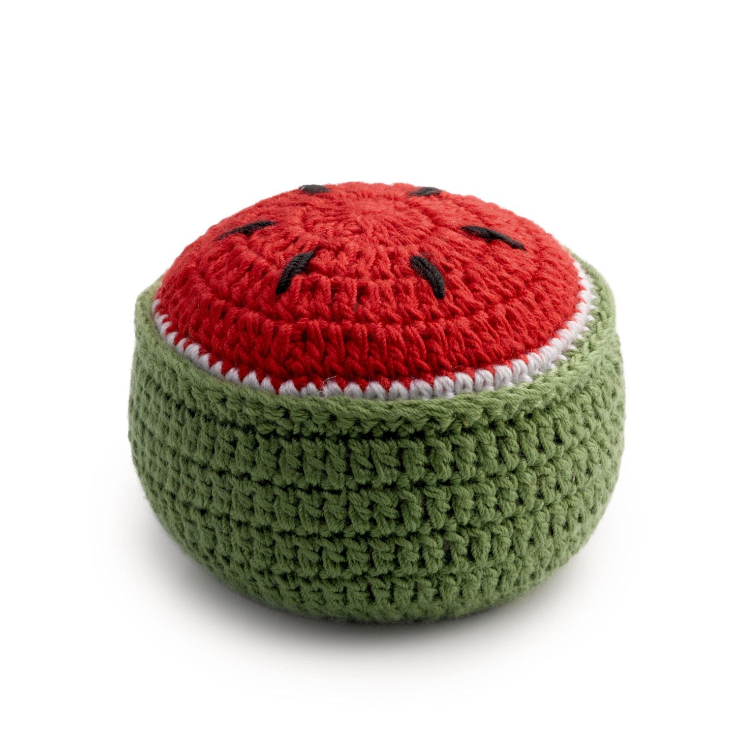 Nadelkissen und Fixiergewicht Melone in Form einer gehäkelten Wassermelone, Ø6cm, von Prym.
