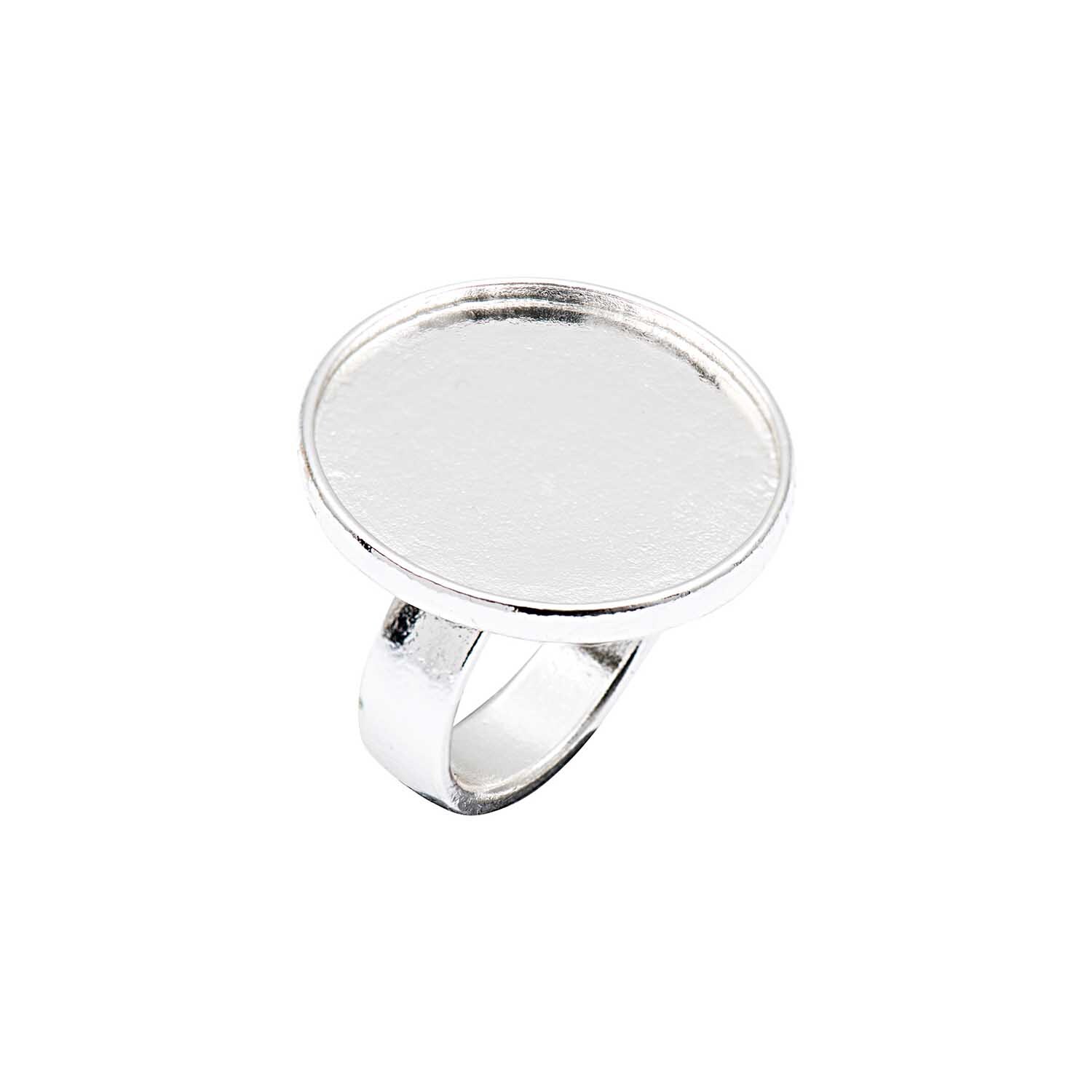 Cabochon Ring rund 25mm Größe 19mm, eleganter Silberring von Rico Design mit schlichtem Design.