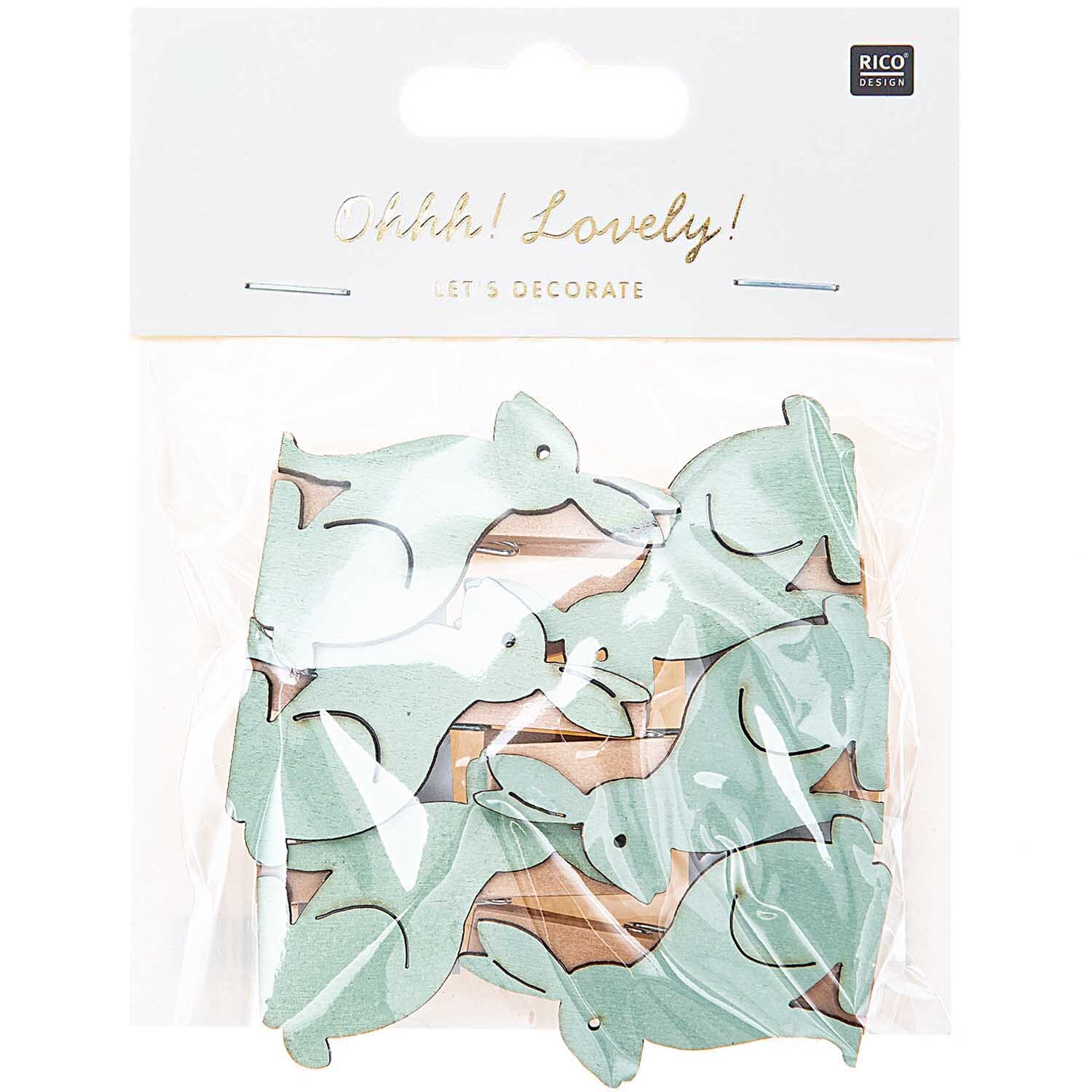 Dekoklammern Hase 6 Stück in Mint von Rico Design, dekorative Hasenklammern in einer Verpackung.