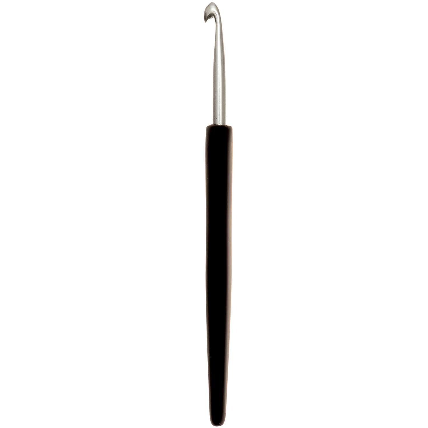 KnitPro Häkelnadel Aluminium mit ergonomischem Griff und silberner Spitze, ideal zum Häkeln.