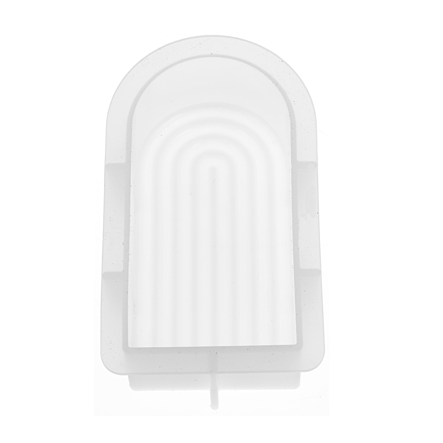 Kerzengießform Bogen klein aus transparentem Material, ideal für kreative Kerzenprojekte. Maße: 12x6x3,7cm.