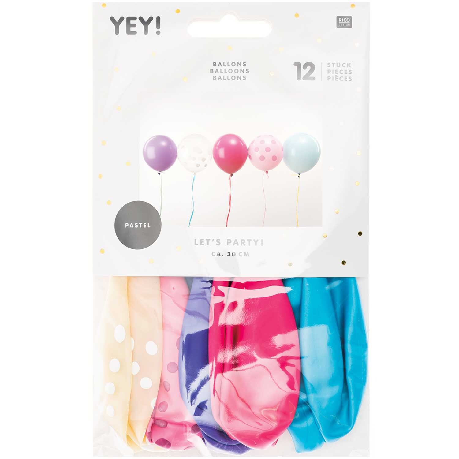 Luftballon Mix pastell 30cm 12 Stück von Rico Design