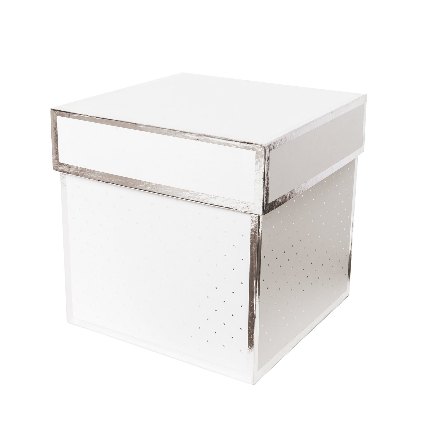 Paper Poetry Geschenkschachtel eckig von Rico Design, elegant in Weiß mit silbernen Akzenten. Ideal für stilvolle Geschenkverpackungen.