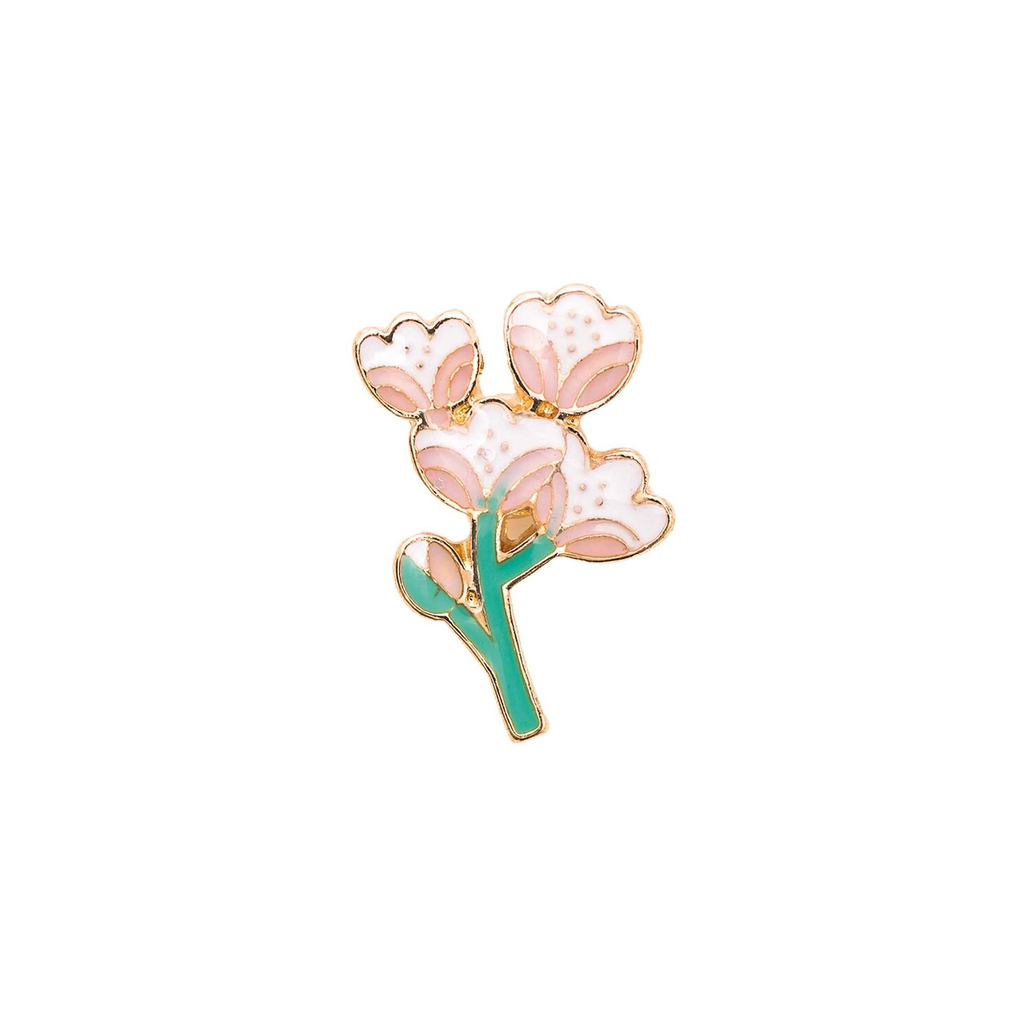 Pin Kirschblüte 17x25mm: Ein stilvoller, mehrfarbiger Anstecker von Rico Design in Form einer Kirschblüte.