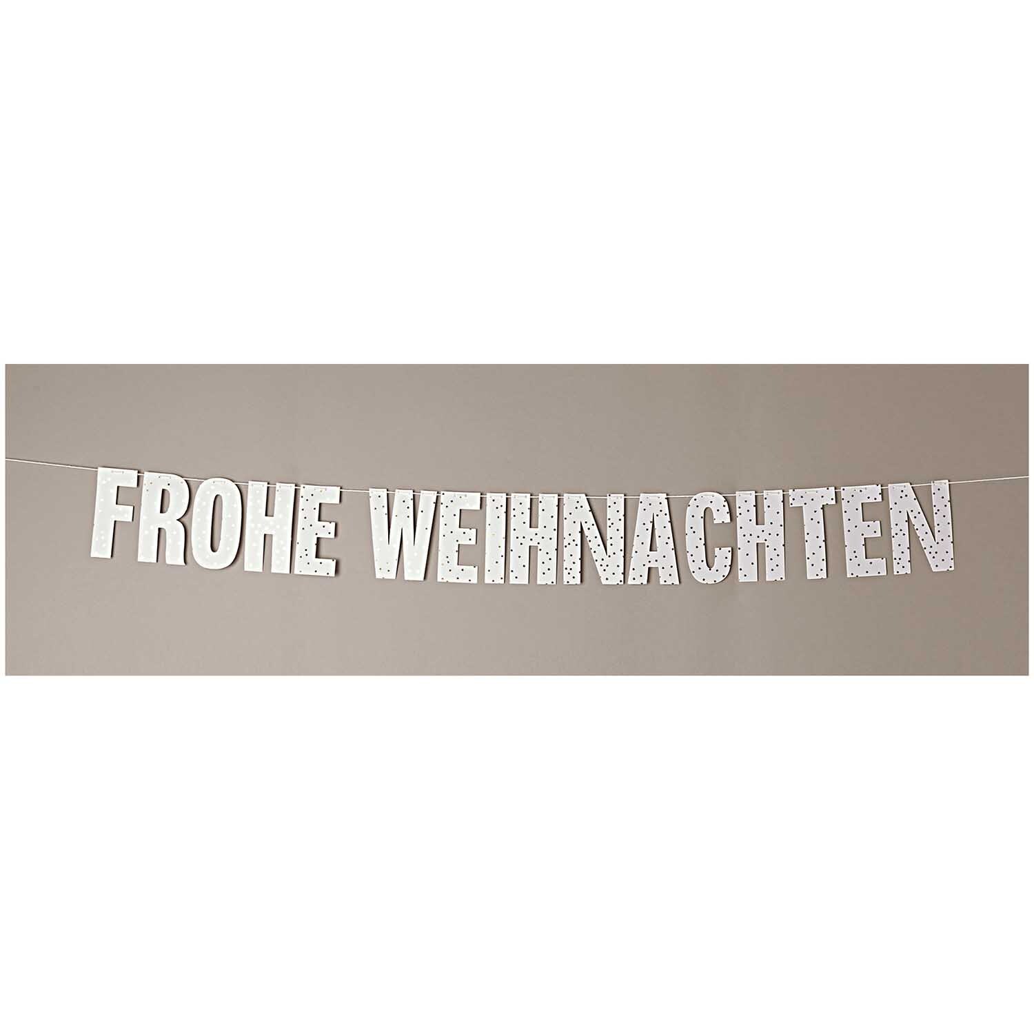 Paper Poetry Girlande Frohe Weihnachten 3m Hot Foil: Bunte Buchstabengirlande von Rico Design mit dem Schriftzug "Frohe Weihnachten".