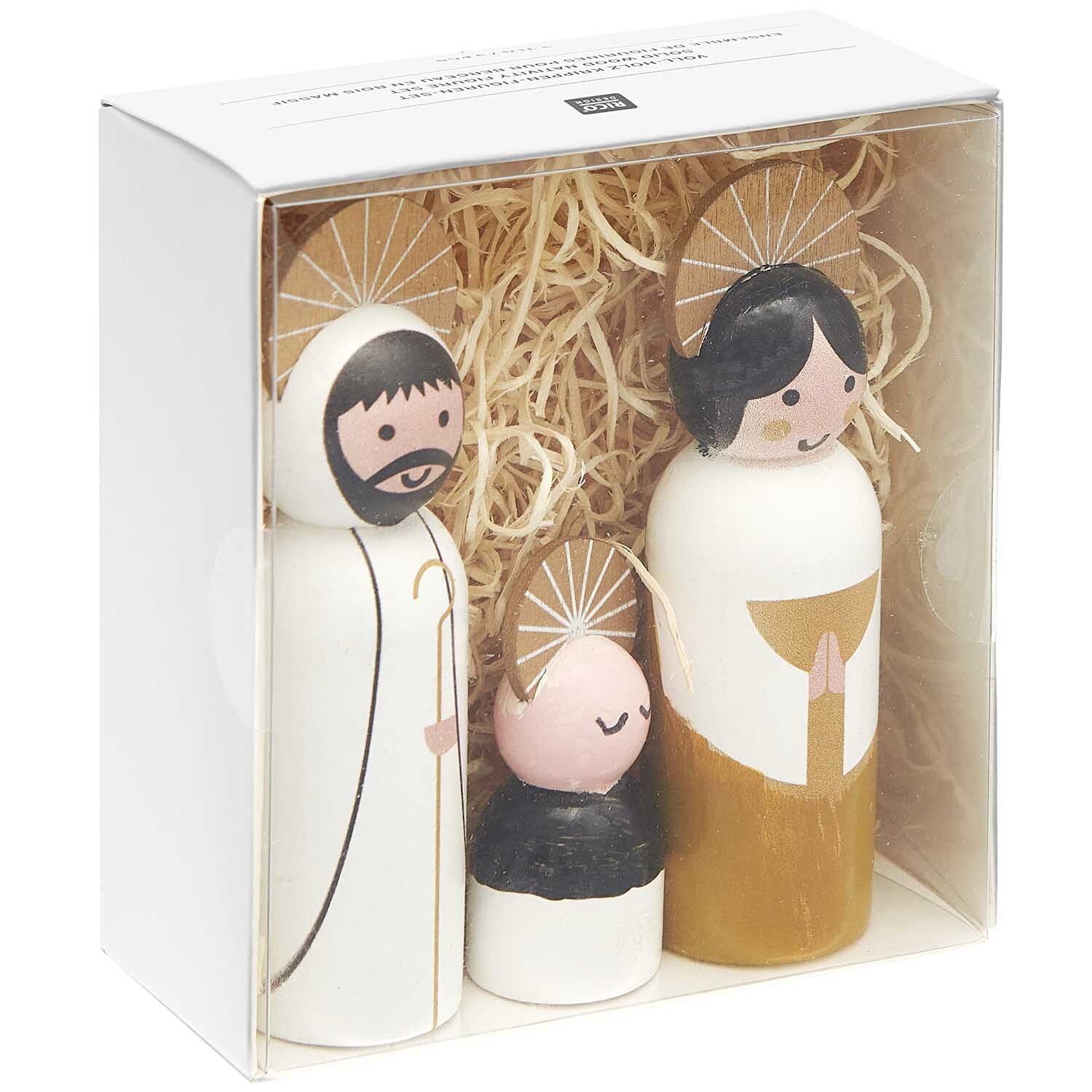 Voll-Holz-Krippen-Figuren natur 3-teilig von Rico Design