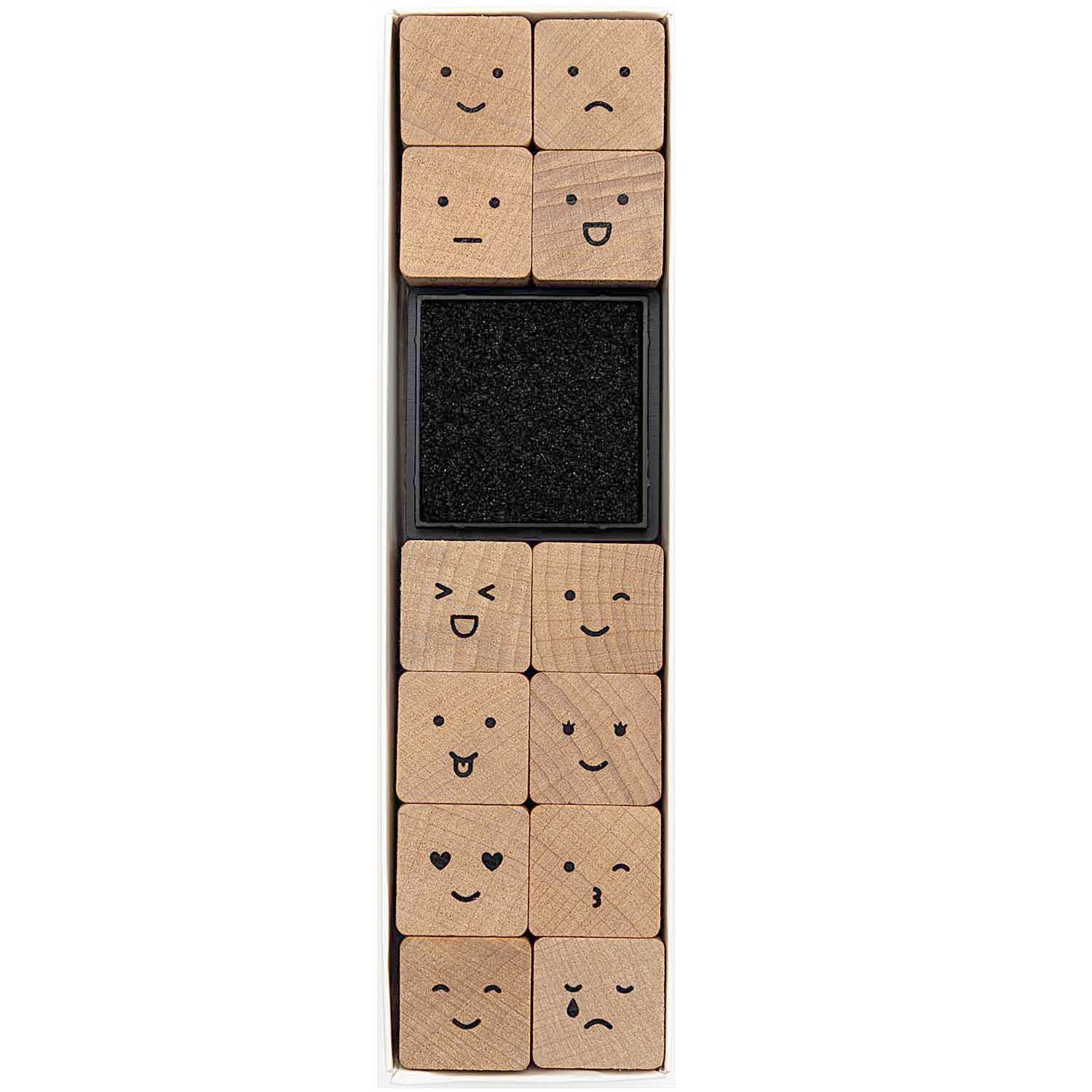 Paper Poetry Stempelset Smile, 13-teilig, mit verschiedenen Gesichtsausdrücken von Rico Design.