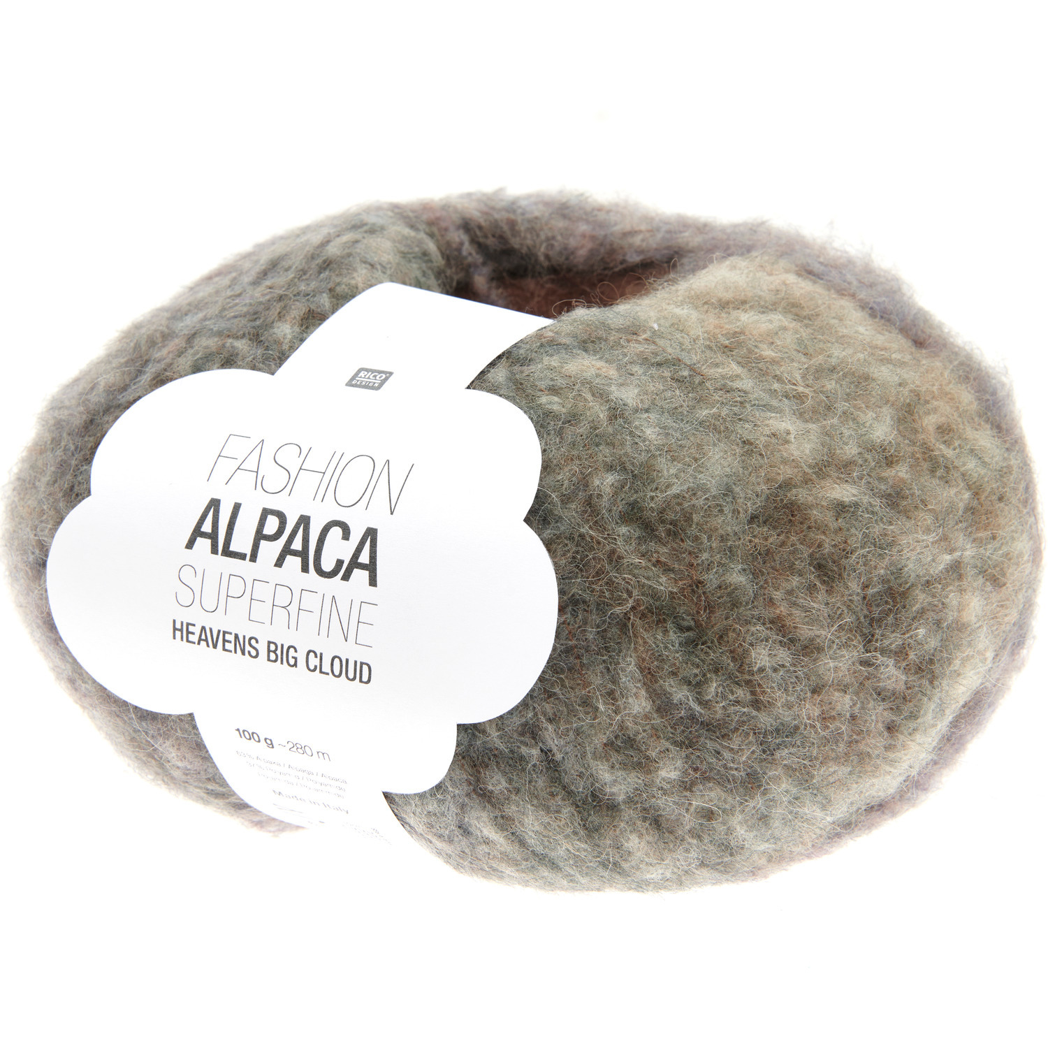 Fashion Alpaca Superfine Heavens Big Cloud Wolle von Rico Design in dunklen Regenbogenfarben, ideal für Stricksets wie Cardigans und Ponchos.