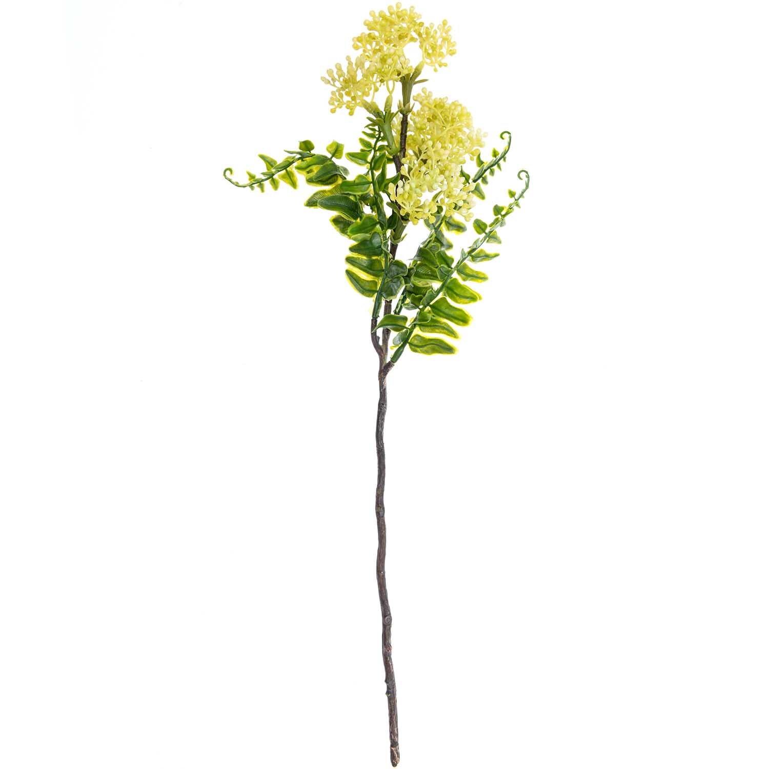 Beeren-/Farnzweig weiß-grün 40cm von idee. Creativmarkt: Ein dekorativer Zweig mit weißen und grünen Blättern, ideal für kreative Arrangements.
