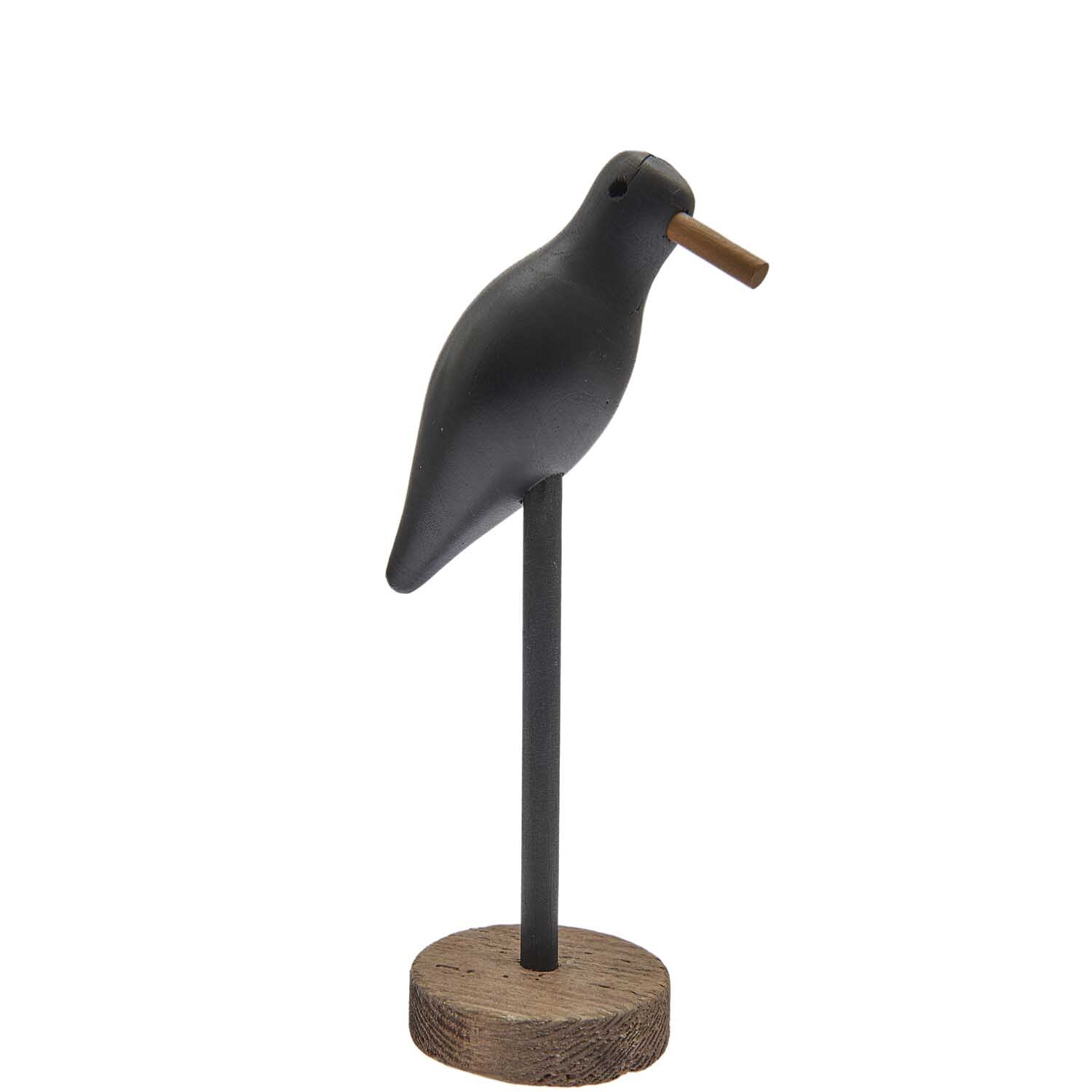 Aufsteller Möwe aus Holz in Schwarz von Rico Design, stehend auf einem runden Sockel, ideal für Dekoration.