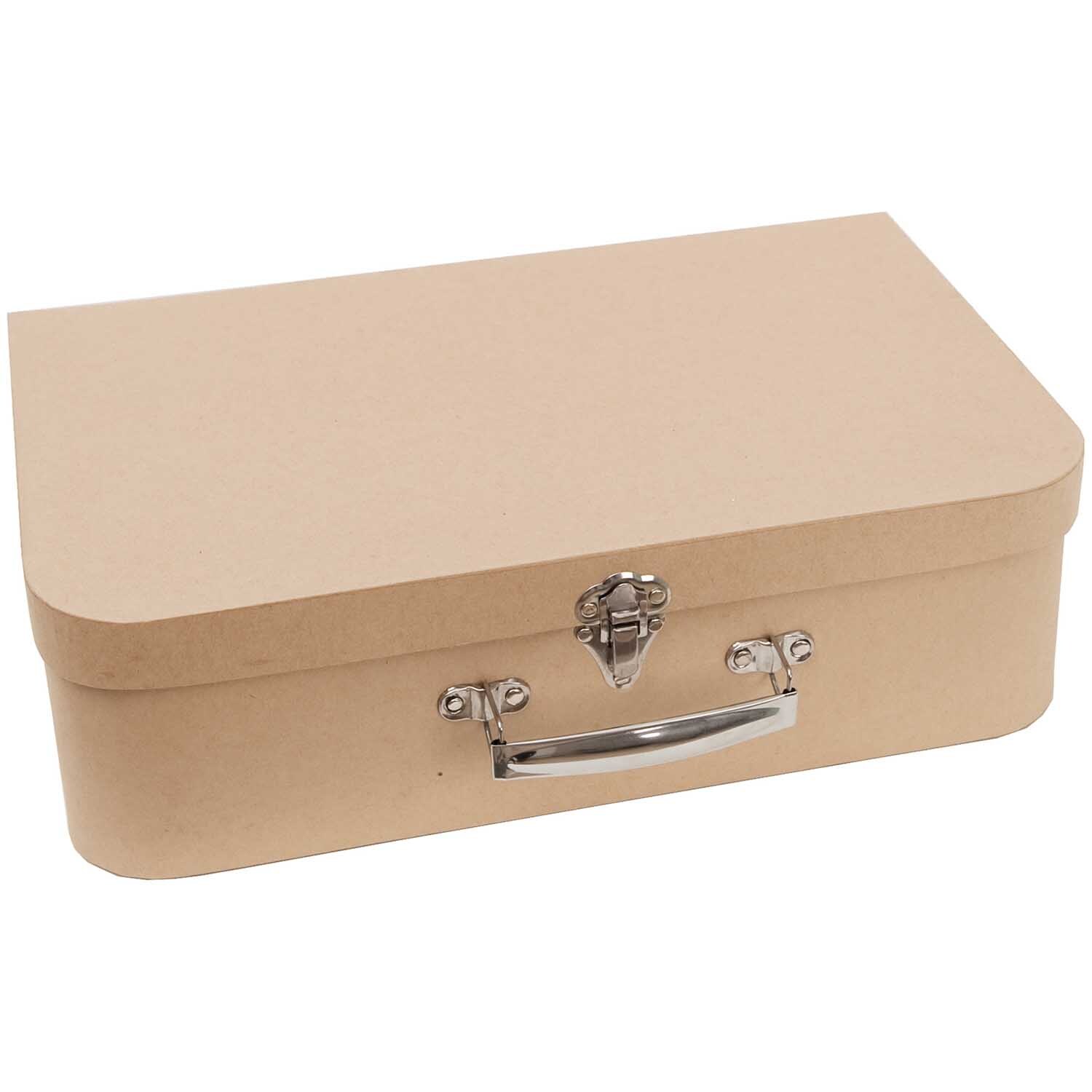Koffer natur 35x10x22,4cm Pappe von Rico Design, braun, mit Metallverschluss und Griff.