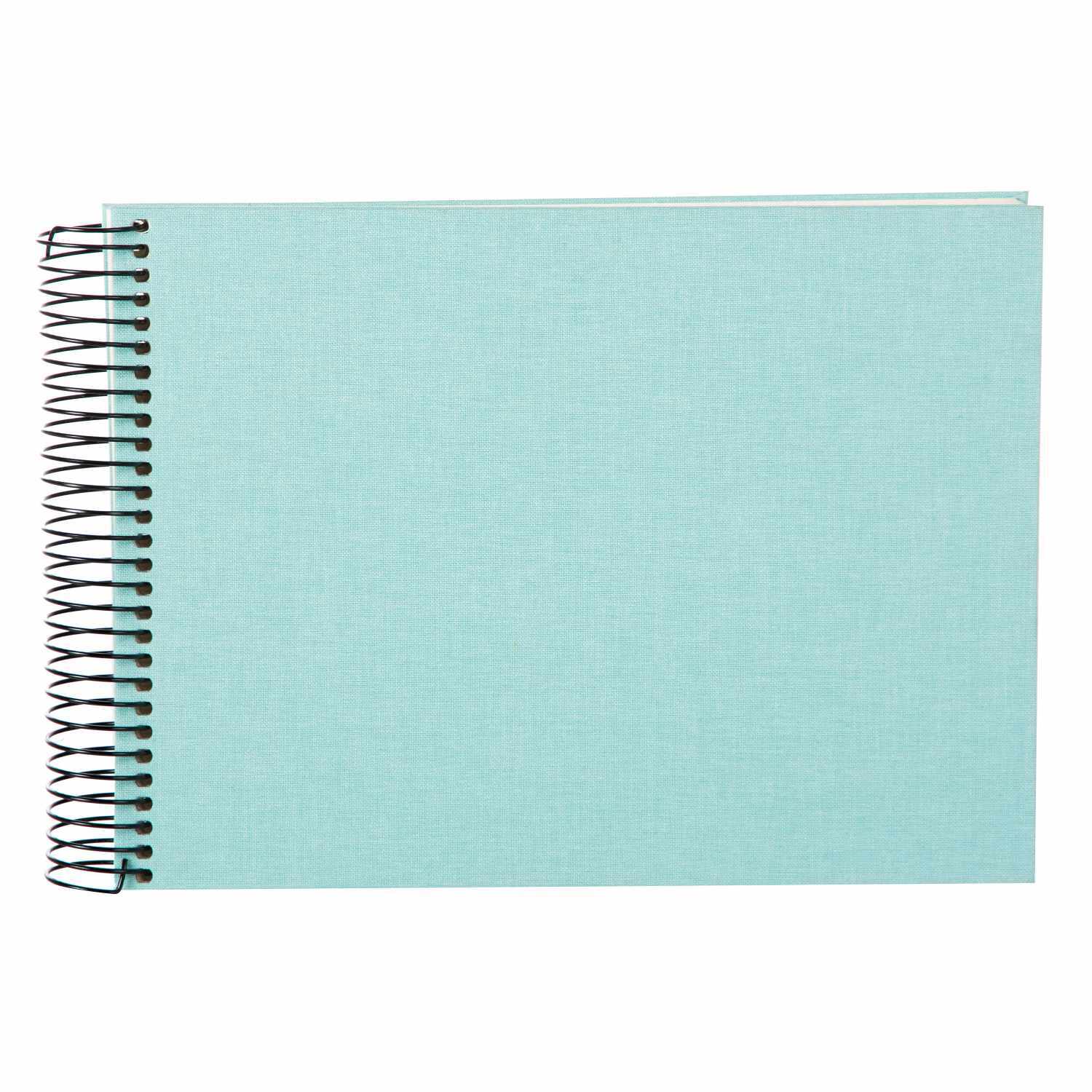 Spiralalbum 24x17cm Leinen mit 40 weißen Seiten in Aqua von goldbuch, ideal für kreative Erinnerungen.
