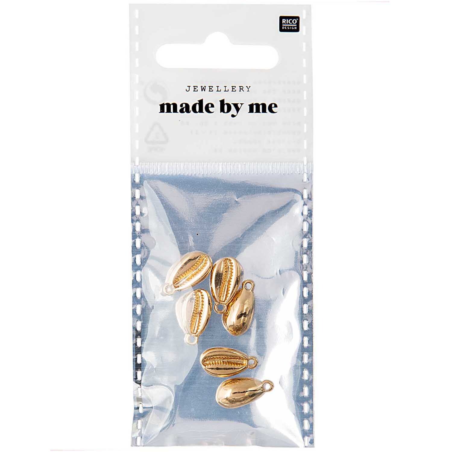 Muscheln mit Öse 6 Stück Farbe Gold von Rico Design
