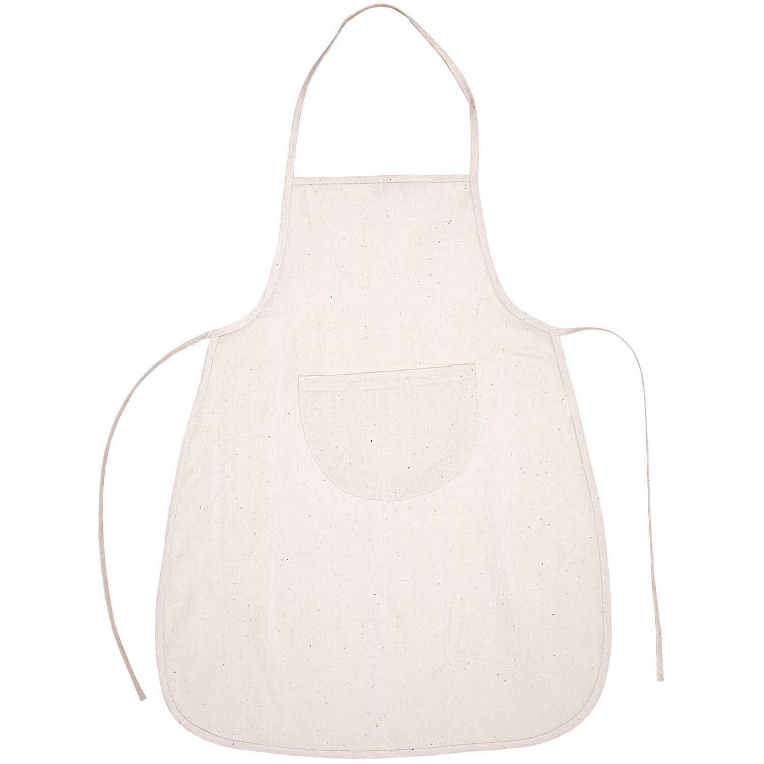 Kinderschürze natur von Rico Design, 43x55cm. Schlichte Schürze mit Tasche, ideal für kreative Kinderprojekte.