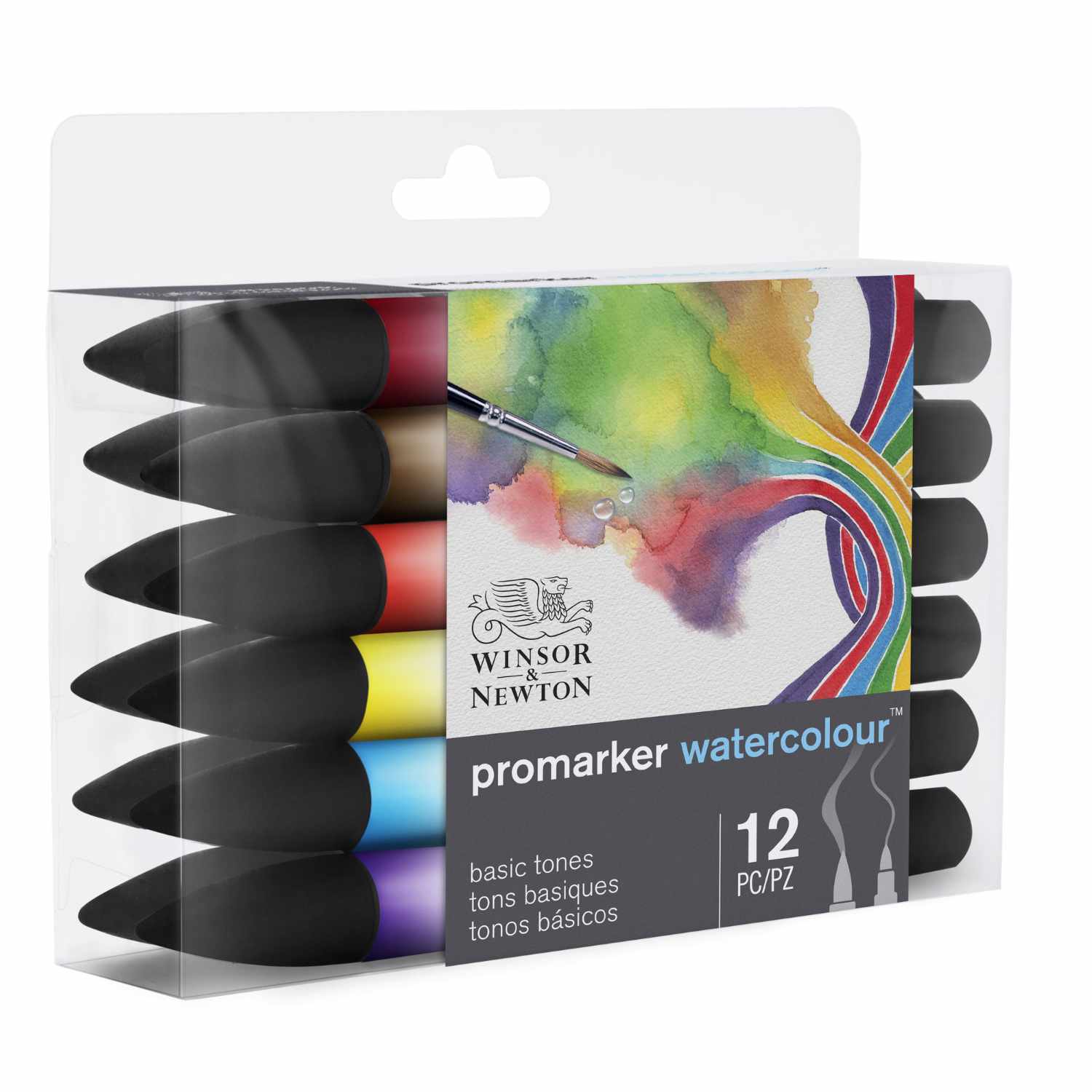 Promarker Aquarellmarker 12 Stück von Winsor & Newton, ideal für kreative, farbenfrohe Kunstwerke. Verpackung zeigt lebendige Farben.