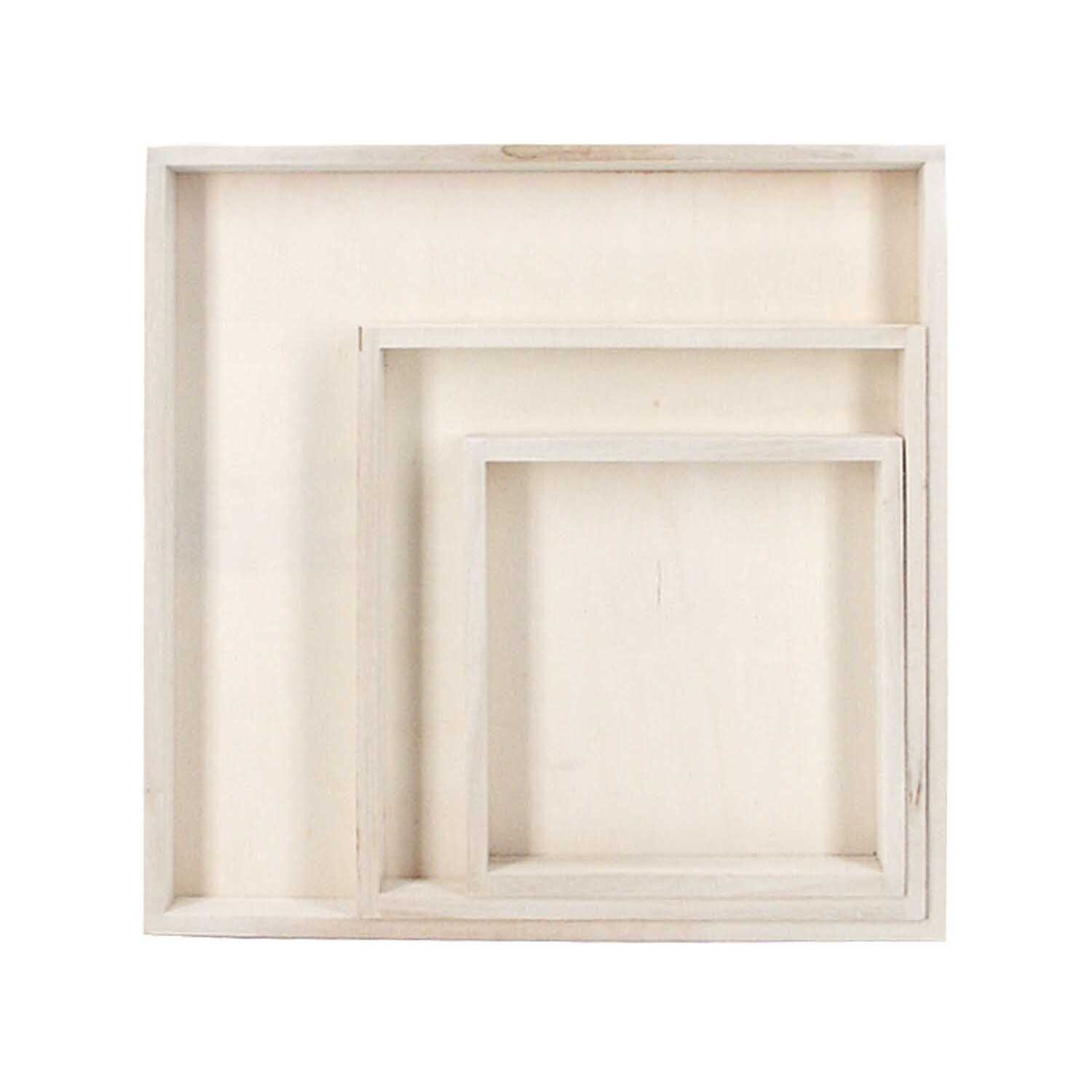 Objektrahmen von Rico Design in natürlichem Holzton, bestehend aus drei ineinander passenden Rahmen.